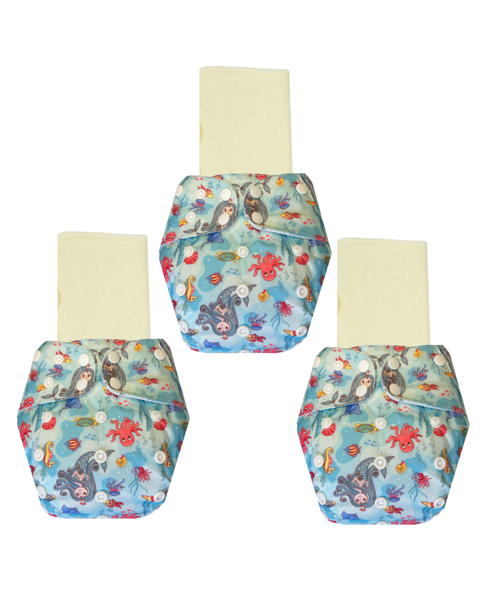 Dumbledo Cloth Diaper Reusable Adjustable Free Size Leak Proof Eco-Friendly Quick Dry Unisex With Insert Pack of 3 - Blue-image-25