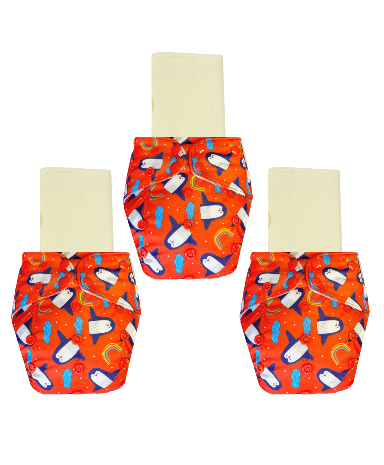 Dumbledo Cloth Diaper Free Size Leak Proof Eco-Friendly Reusable Adjustable Quick Dry Unisex With Insert Pack of 3 - Red-image-35