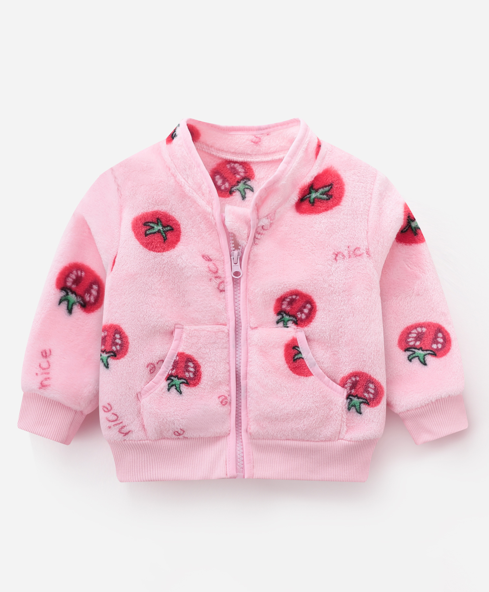 Kookie Kids Full Sleeves Sweatjacket Tomato Printed - Pink-image-32