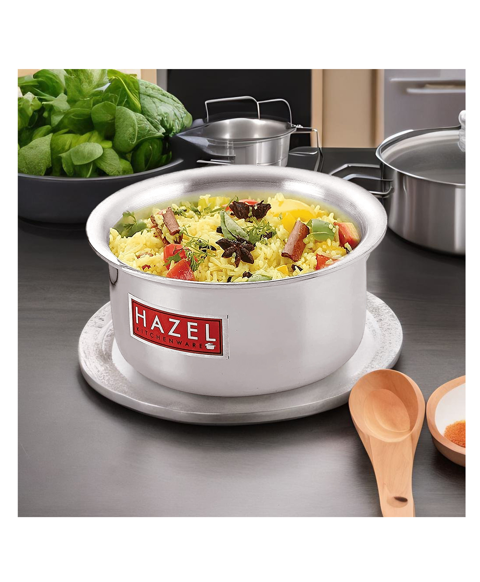 HAZEL Aluminium Induction Base Flat Bottom Patila Tope Pot 1125 ml - Silver-image-37