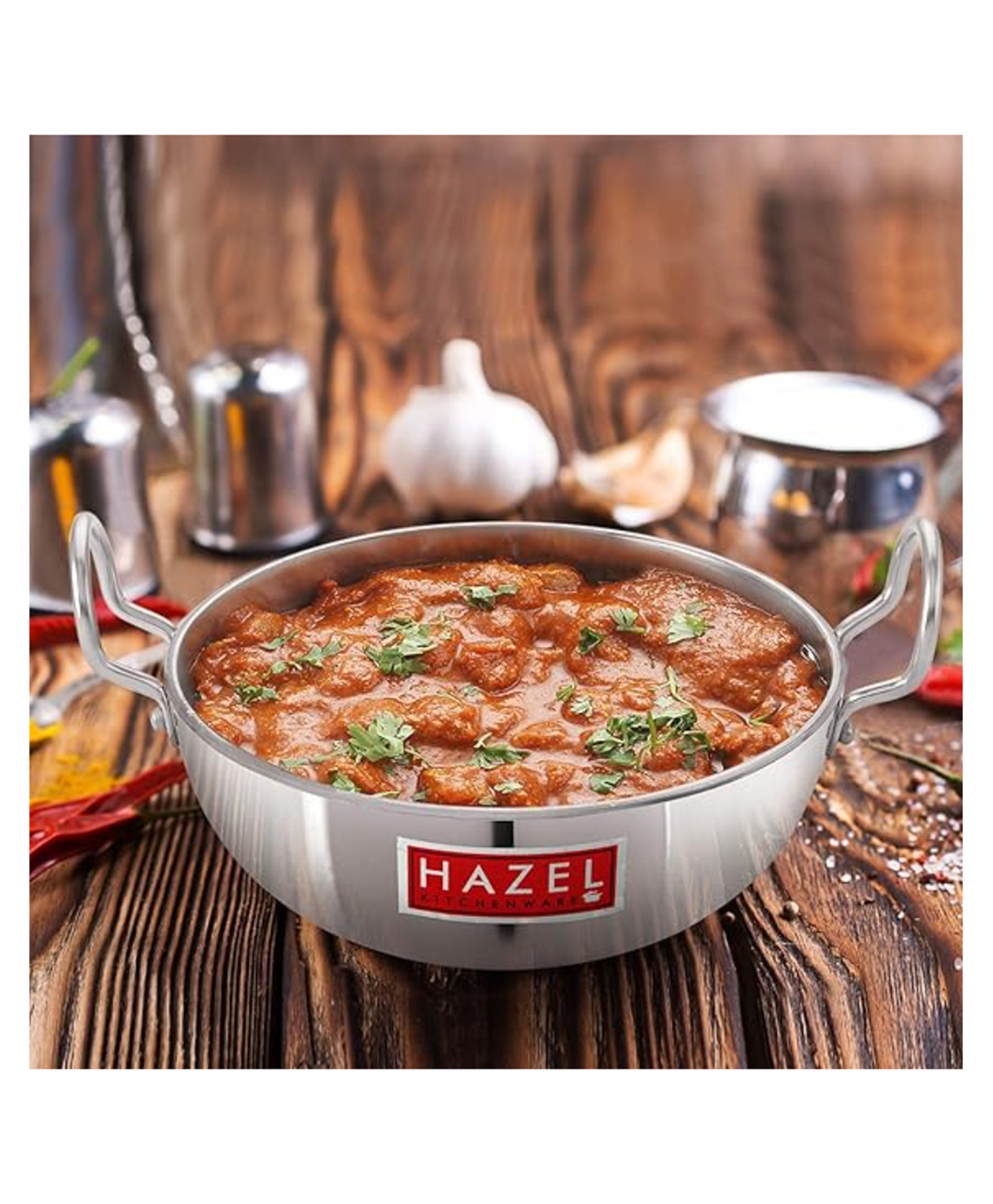 HAZEL Aluminium Kadai 4 mm Deep Frying Kadhai 26.7 cm 5000 ml - Silver-image-39