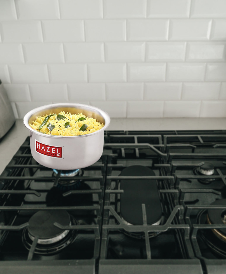 HAZEL Induction Tope with Lid Aluminium Cookware with Lid Induction Base Aluminium Bhagona Combo of Tope with Lid Silver - 1400 ml-image-31