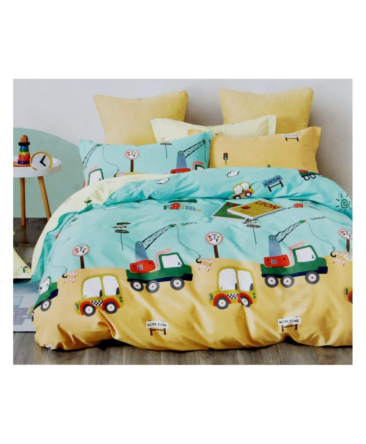 RRC Super Soft Brushed Microfiber Cotton Cartoon Print Double Bedsheet With 2 Pillow Cover - Yellow-image-34