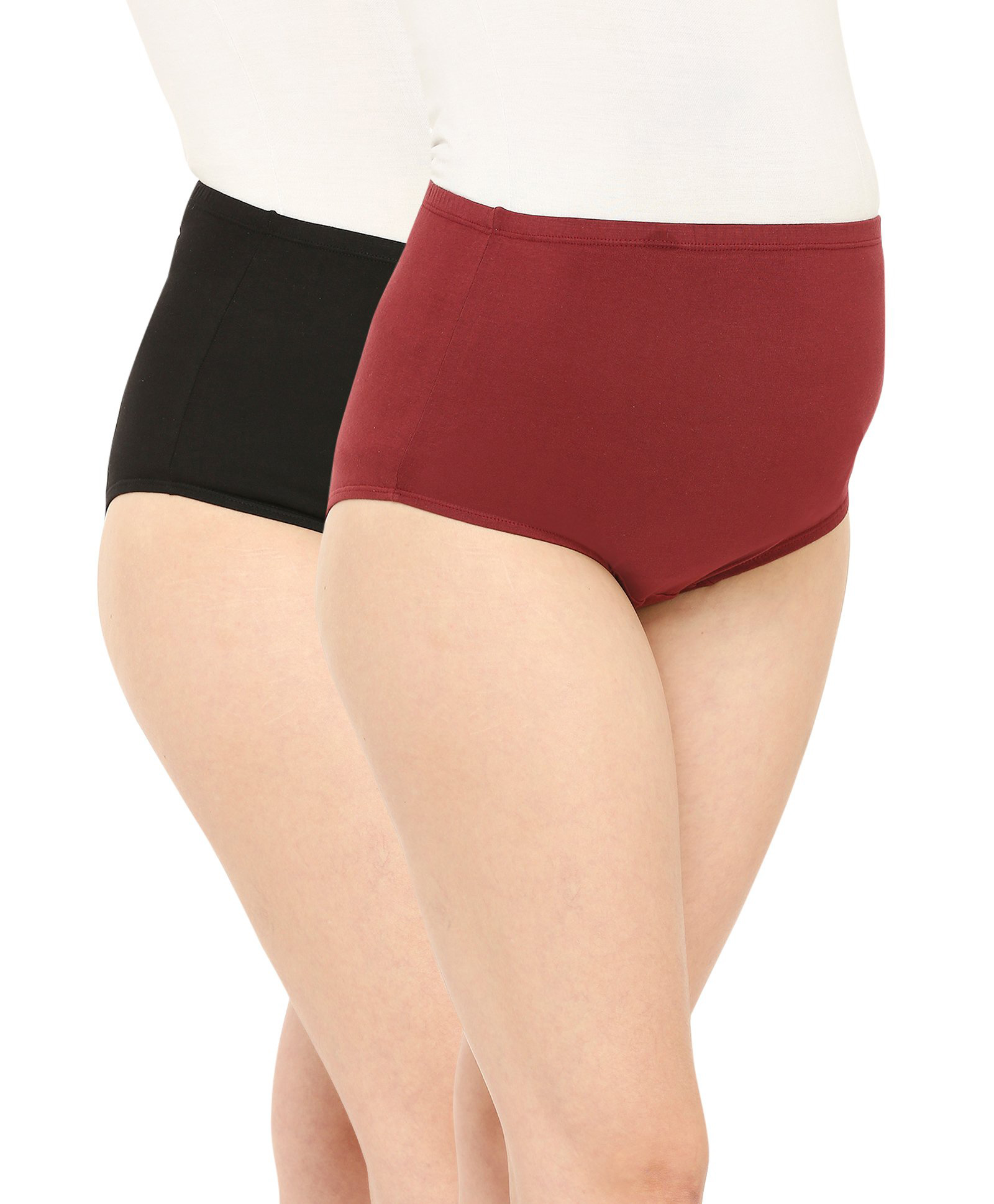 Bella Mama Cotton Elastane Solid Color High Coverage Panty Set Pack of 2 (Colour May Vary)-picture-27