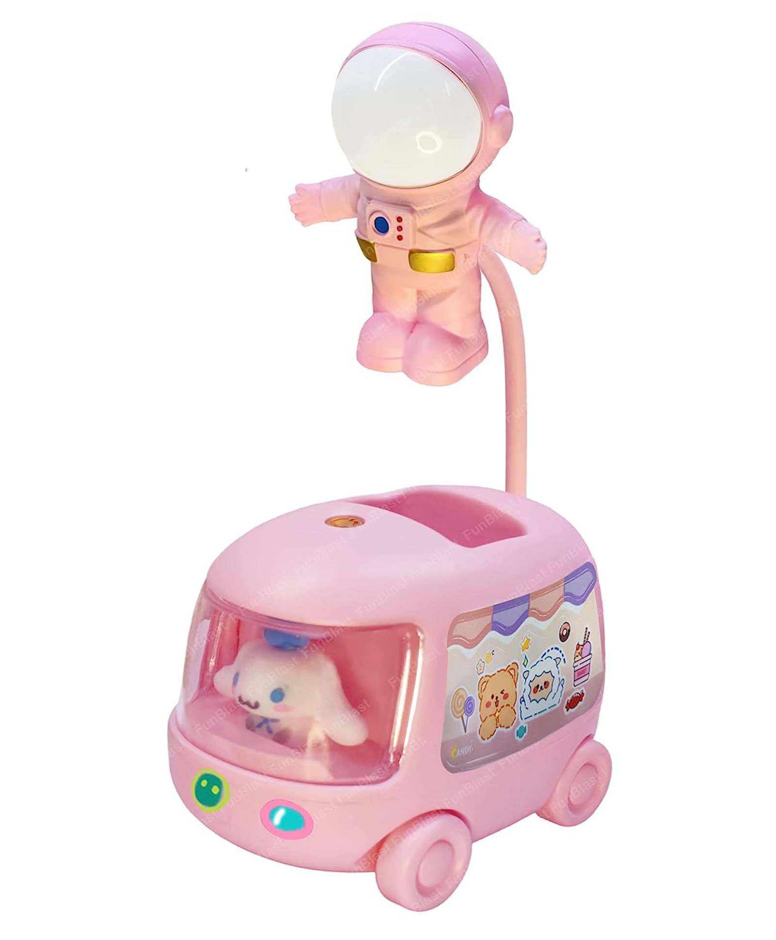 FunBlast Astronaut Bus Theme Table LED Lamp with Pen Holder - Pink-image-12
