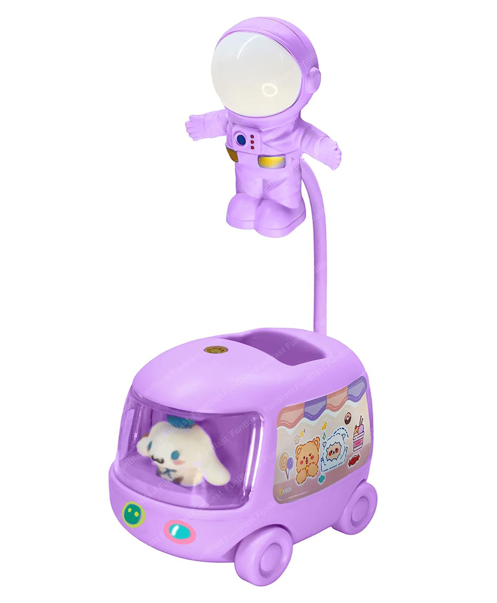 FunBlast Astronaut Bus Theme Table LED Lamp with Pen Holder - Purple-image-17