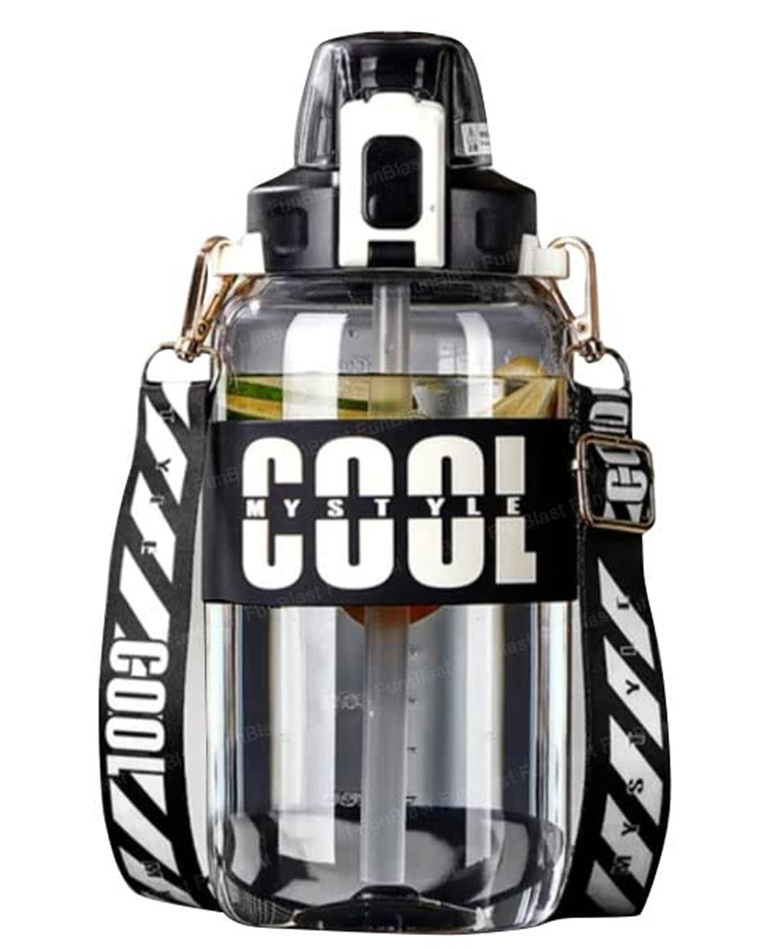 FunBlast Sports Gallon Water Bottle with Push Button Lock Black - 1200 ml-image-6