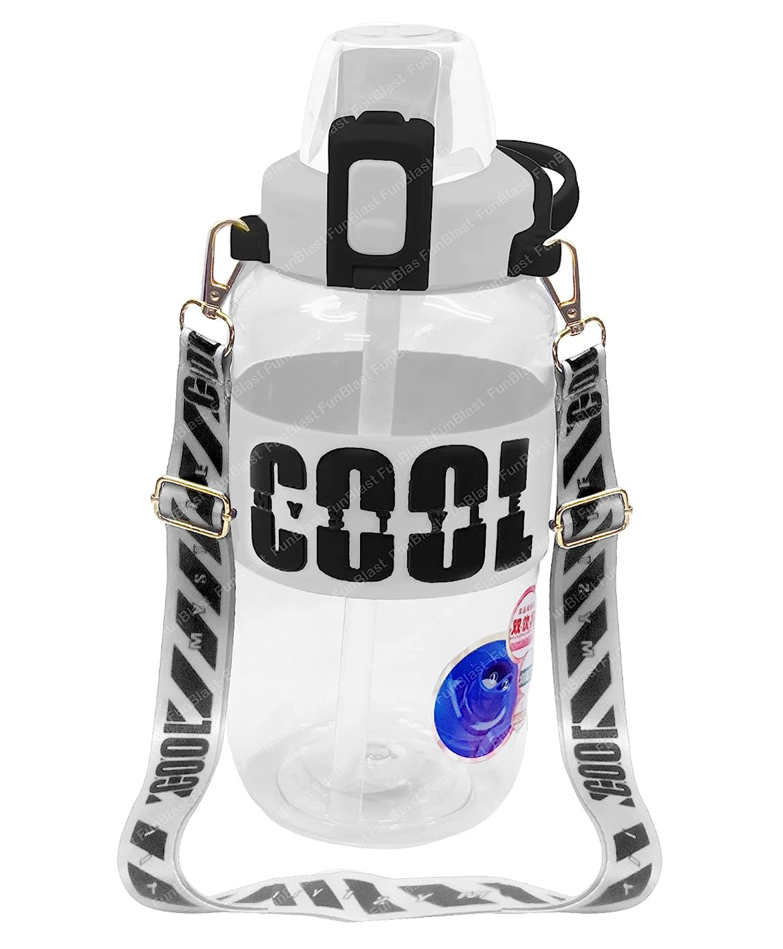 FunBlast Sports Gallon Water Bottle with Push Button Lock White - 1200 ml-image-4