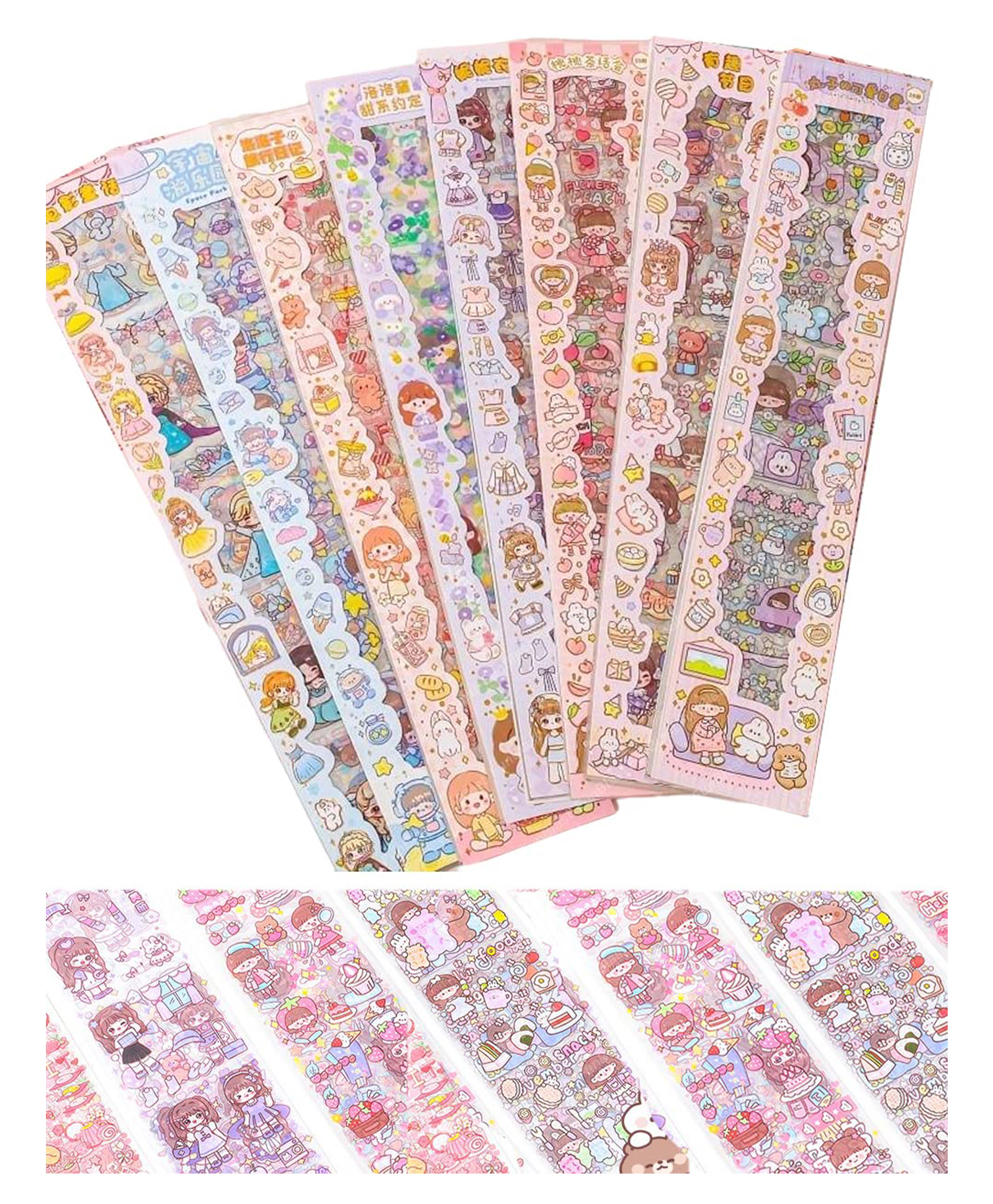FunBlast Cute Cartoon Theme Kawaii Stickers 60 Sheets (Color and Design May Vary)-image-46