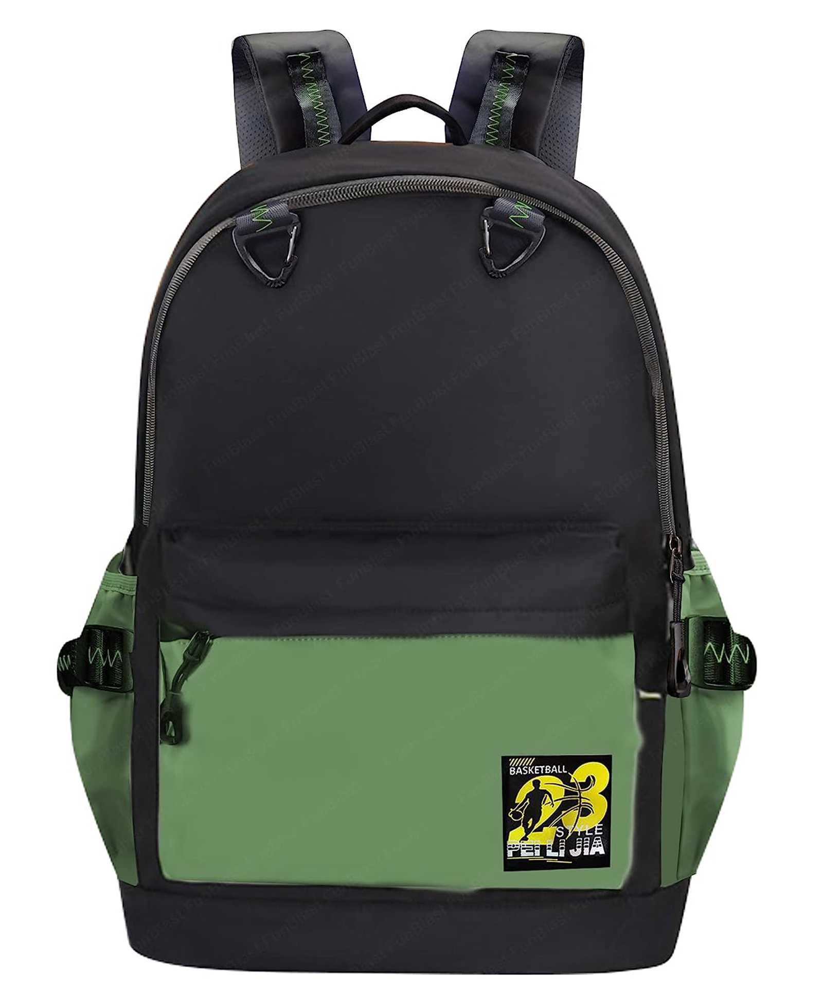 FunBlast Casual Backpack for Boys & Girls Black & Green - Height 18 Inch-image-36