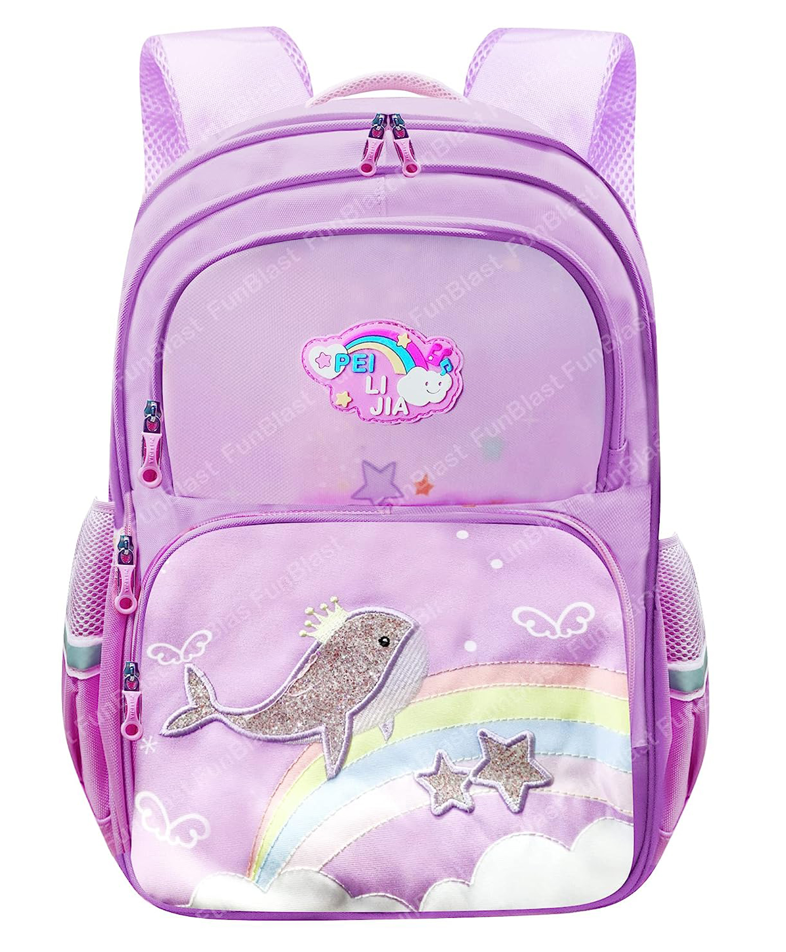 FunBlast Casual Bag Rainbow Print Purple - 16 Inches-image-14