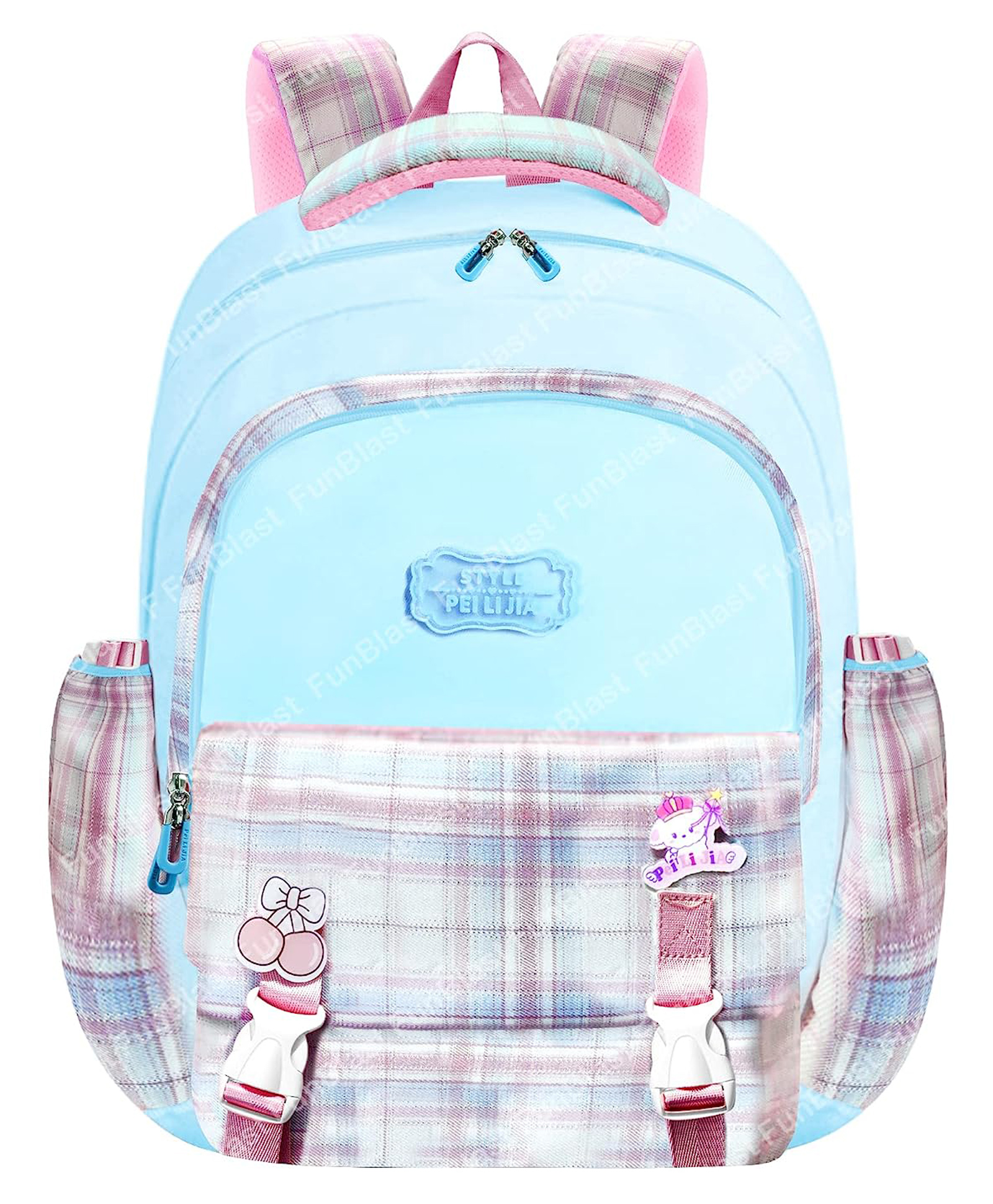 FunBlast Casual Bag Backpack Check Design  Blue - 18 Inches-image-41