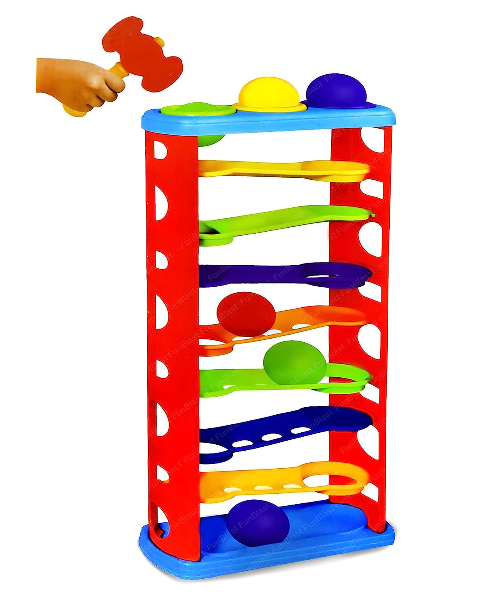 FunBlast Hammer Knock Pounding Ball Toy with 6 Balls  Multicolor-image-9