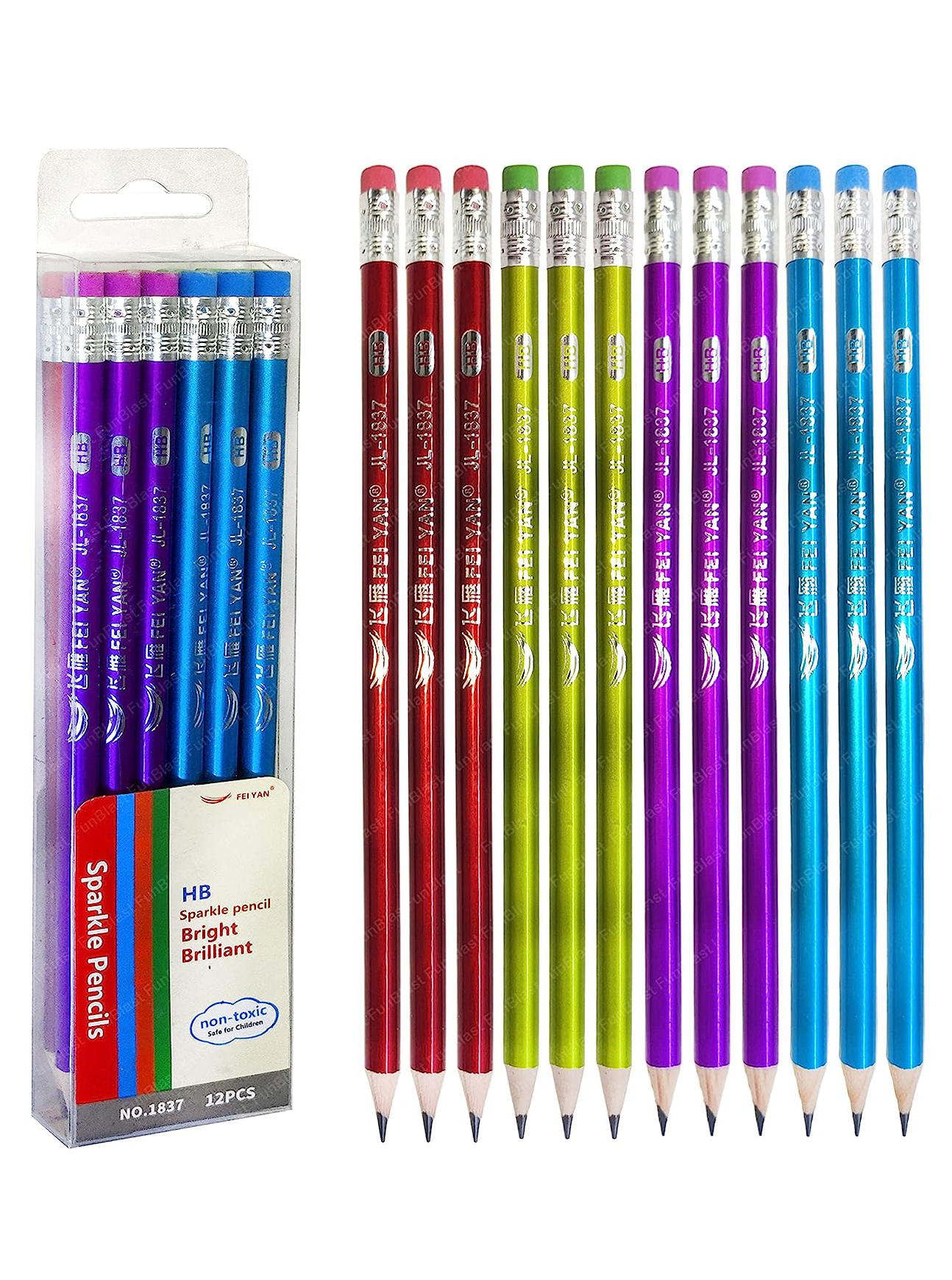 FunBlast Stylish Sparkle Pencils Kit - Multicolor-image-45