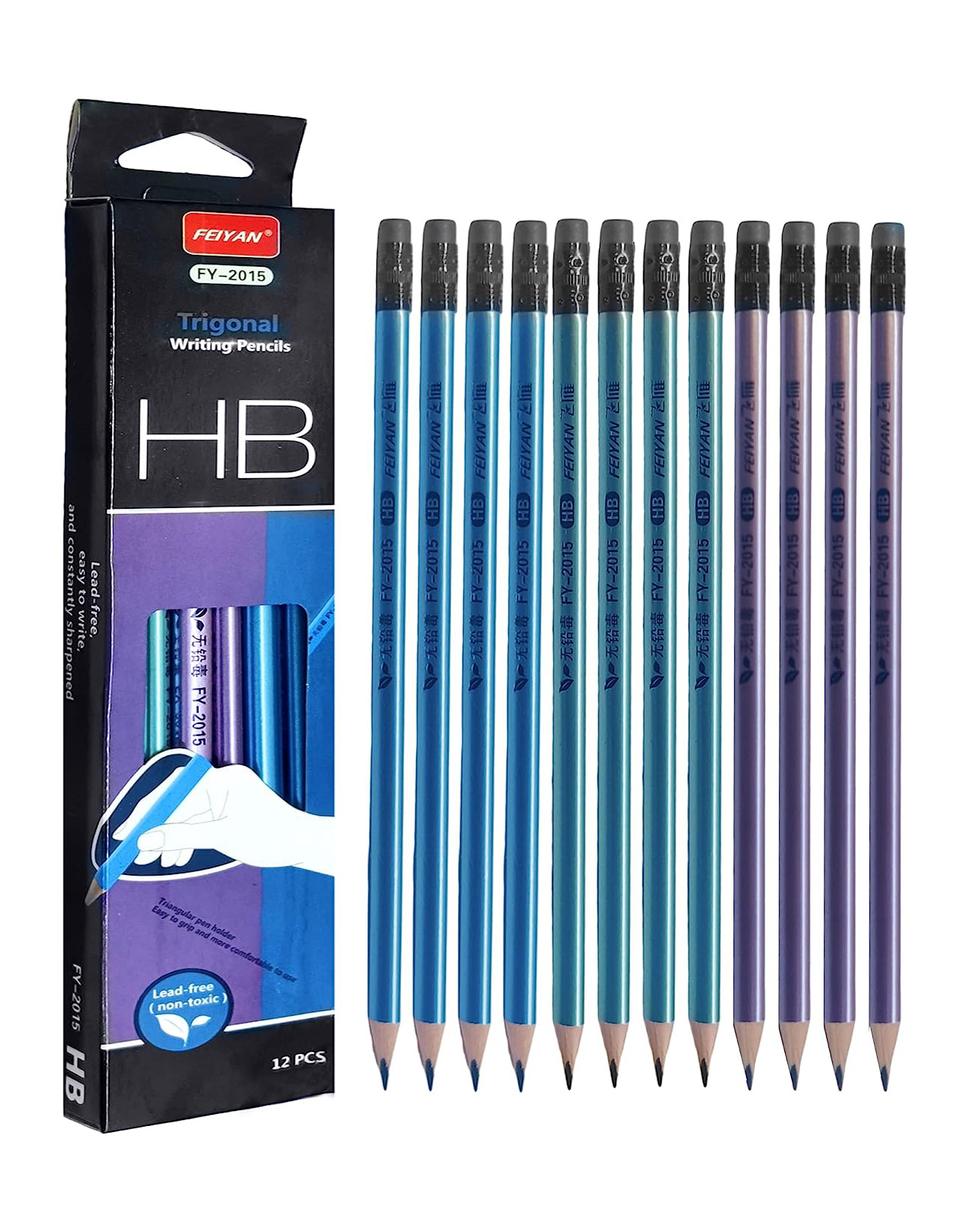 FunBlast Stylish Triangular Pencils Set with Sharpener - Multicolor-image-21