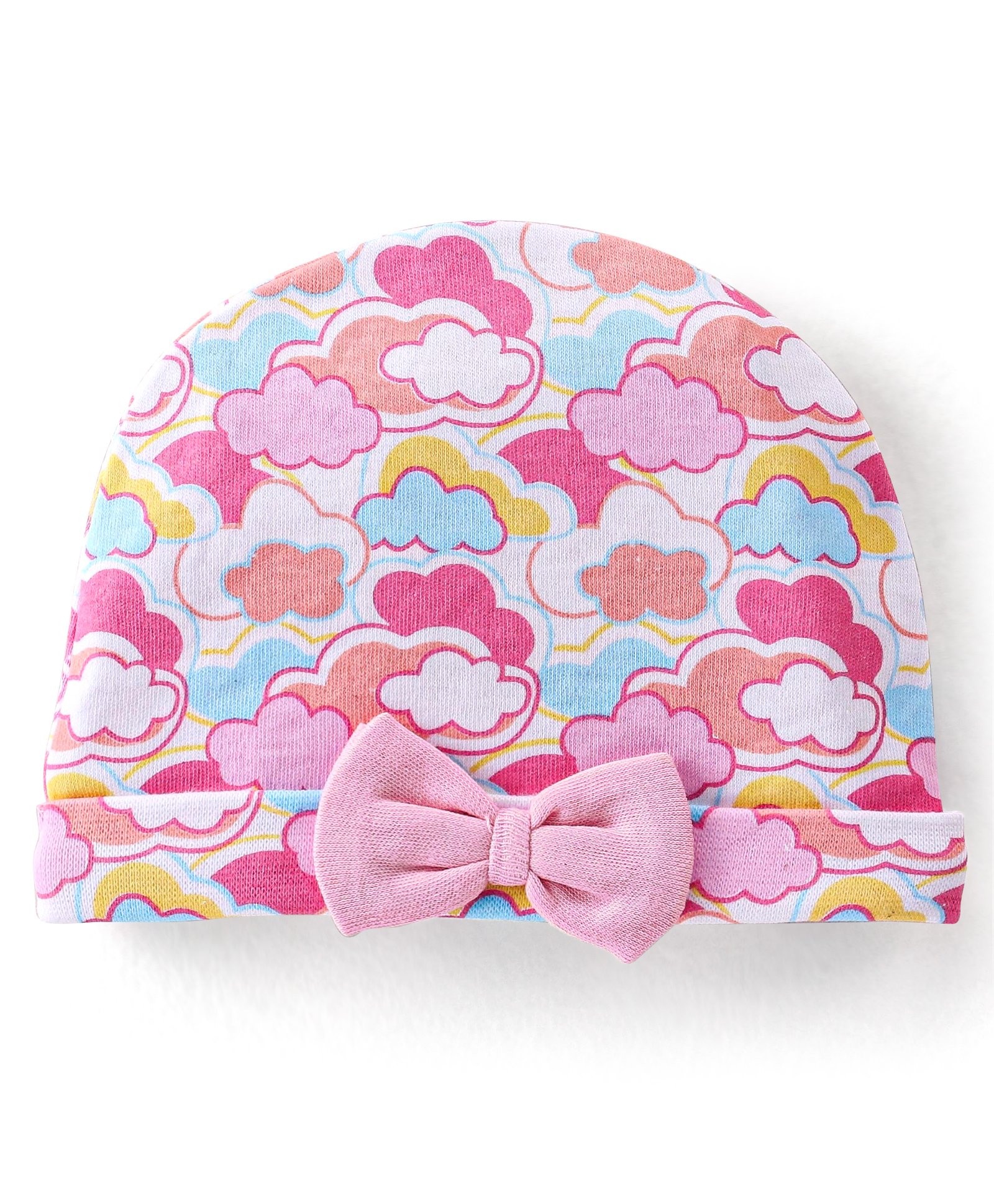 Babyhug 100% Cotton Cap with Clouds Printed - Pink-image-38