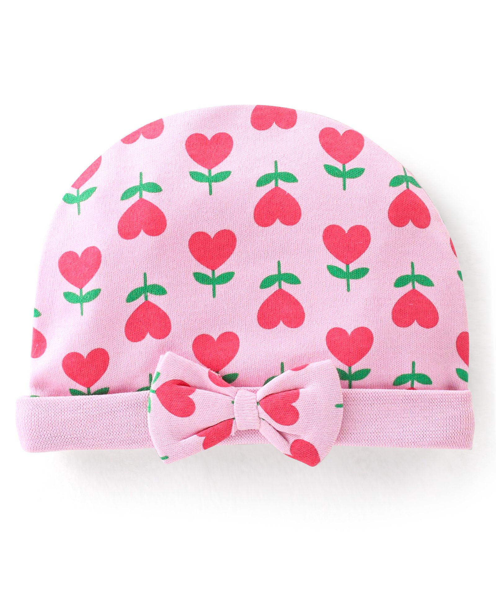 Babyhug 100% Cotton Cap with Heart Printed - Pink-image-44