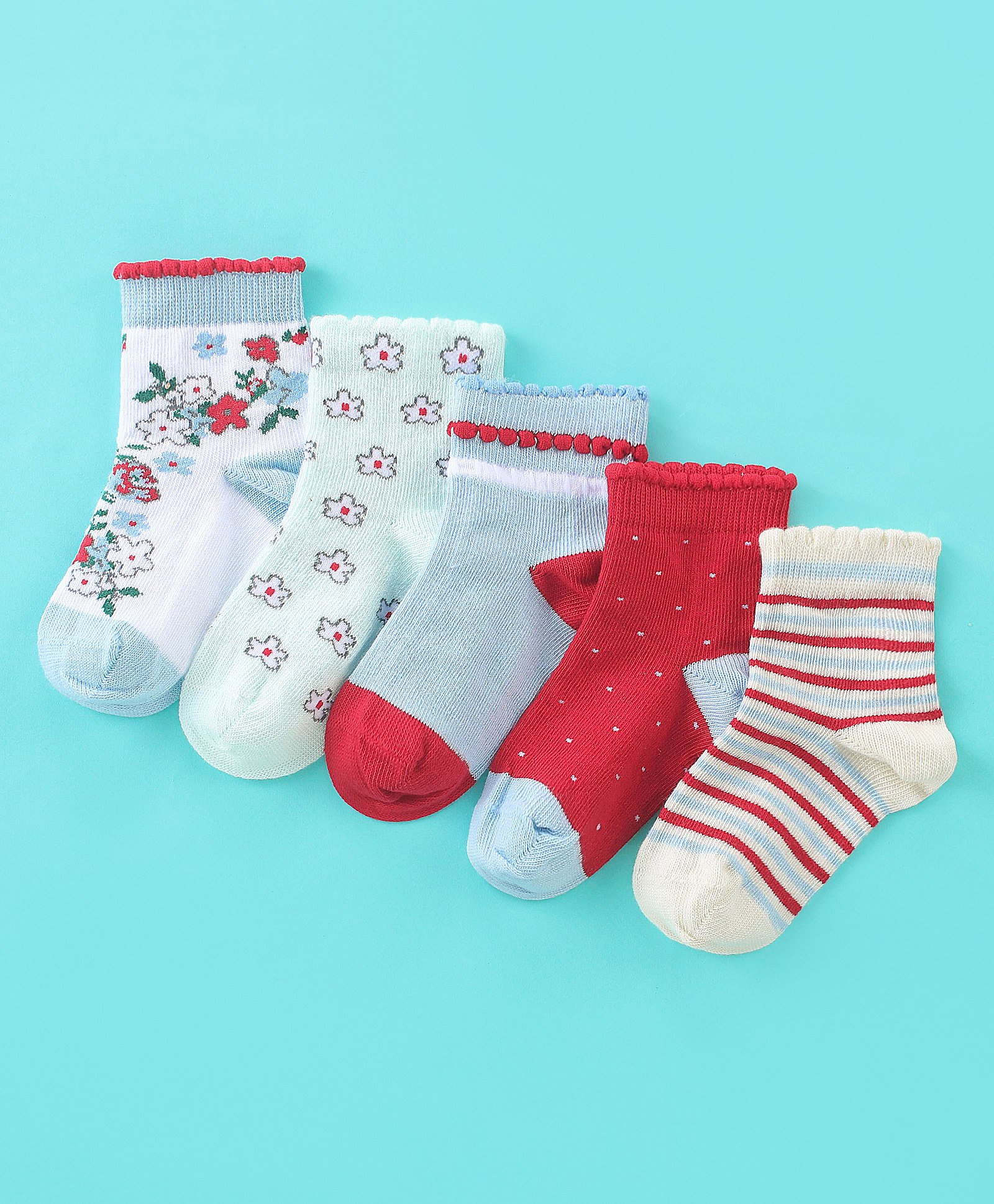 Mustang Cotton Ankle Length Floral Design Socks Pack of 5 - Multicolour-image-20