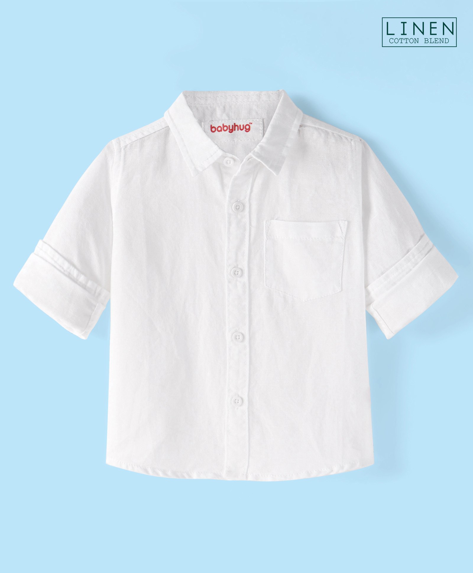 Babyhug Cotton Linen Woven Full Sleeves Solid Color Shirt - White-image-28