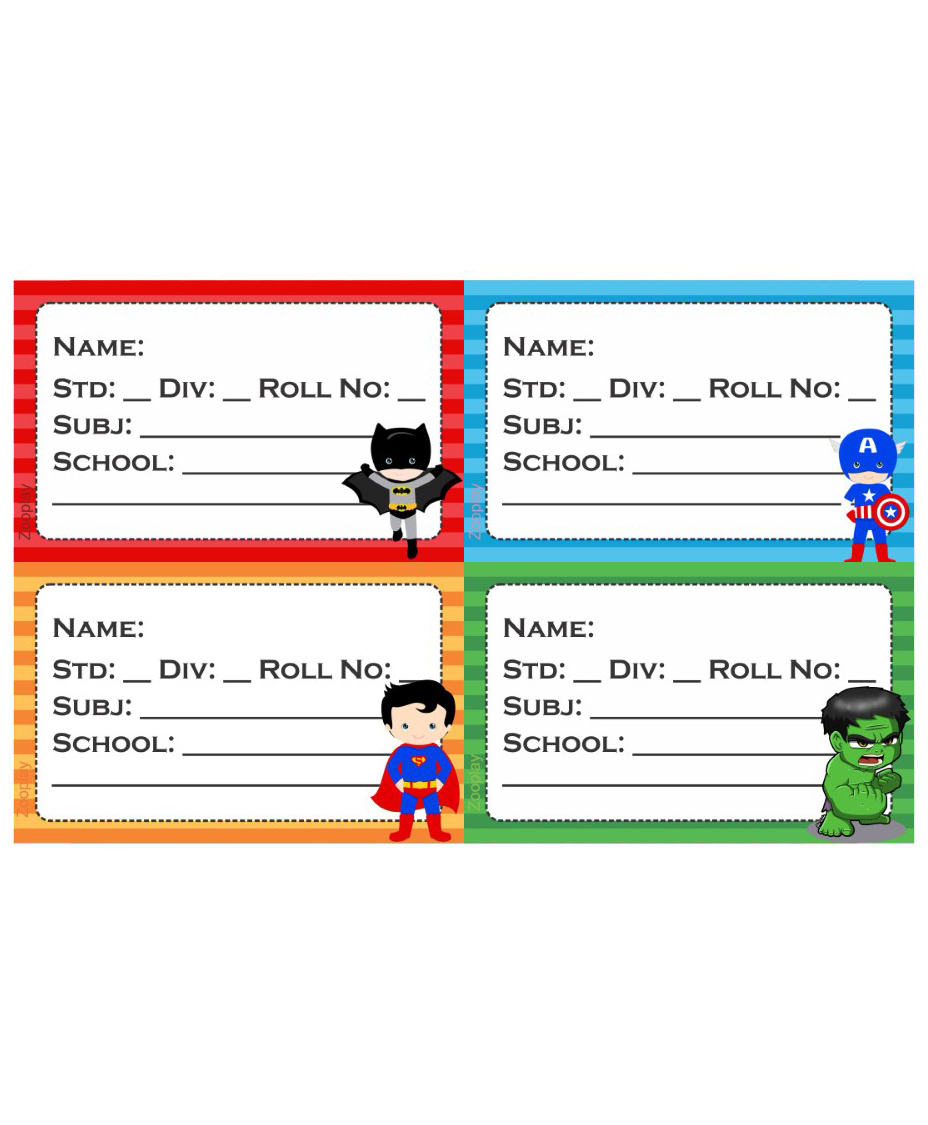 zooplay india School Book Label Superhero Pack of 36- Multicolor-picture-1