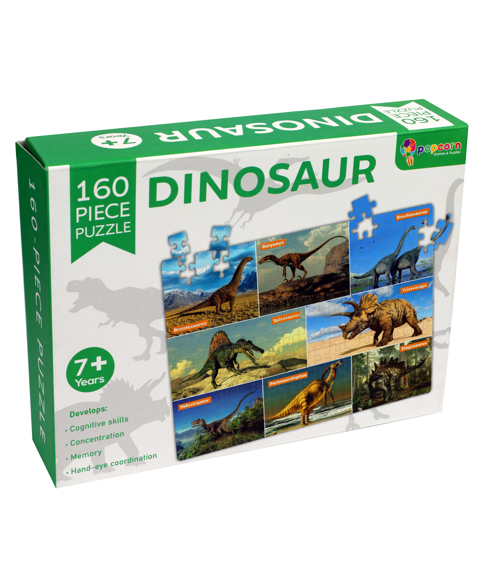 Popcorn Games & Puzzles 160 Piece Puzzle Dinosaur Improves Your Child Cognitive Skills Concentration Memory & Coordination- Multicolor-image-38