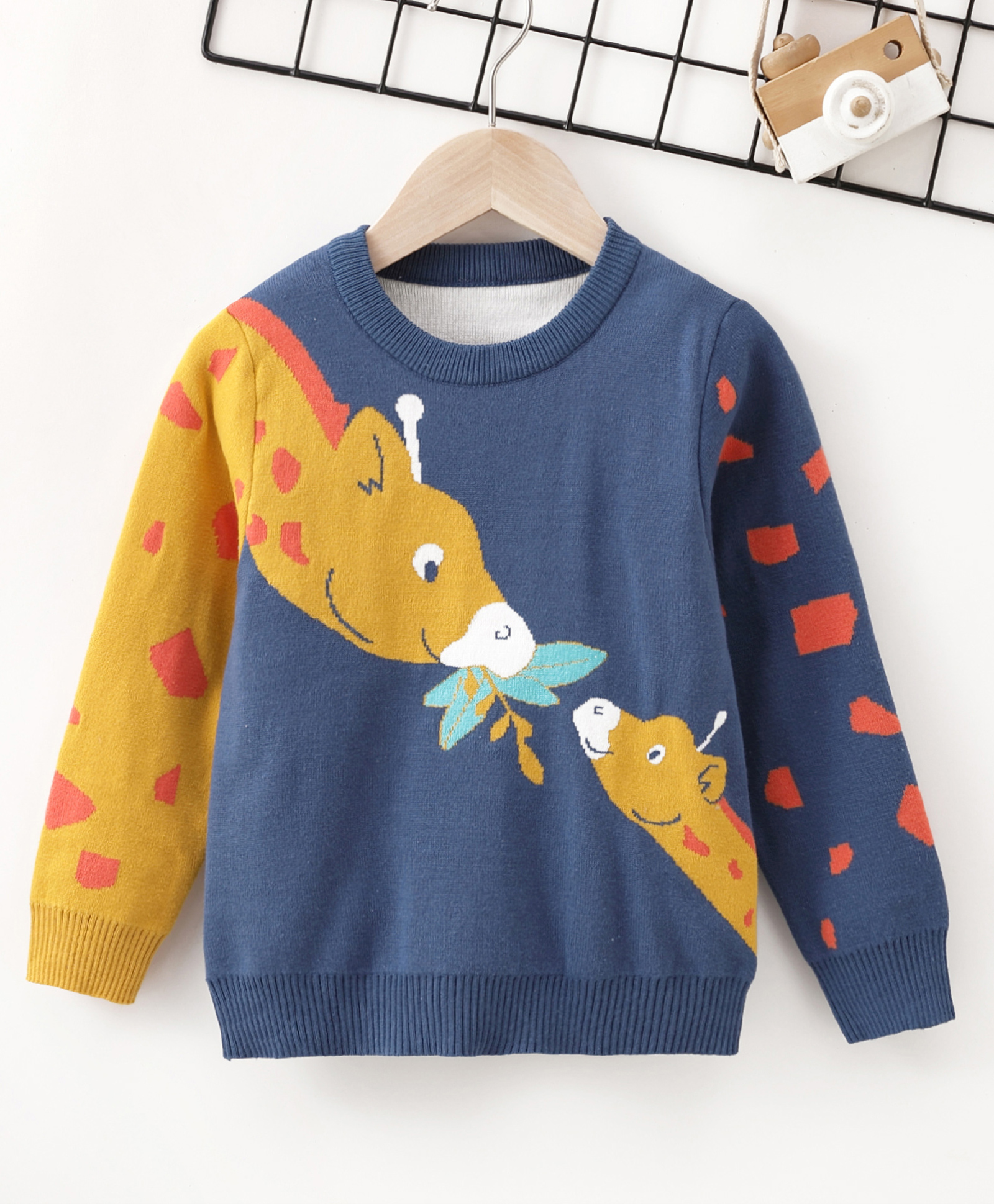 Kookie Kids Full Sleeves Pullover Giraffe Design - Blue-picture-26