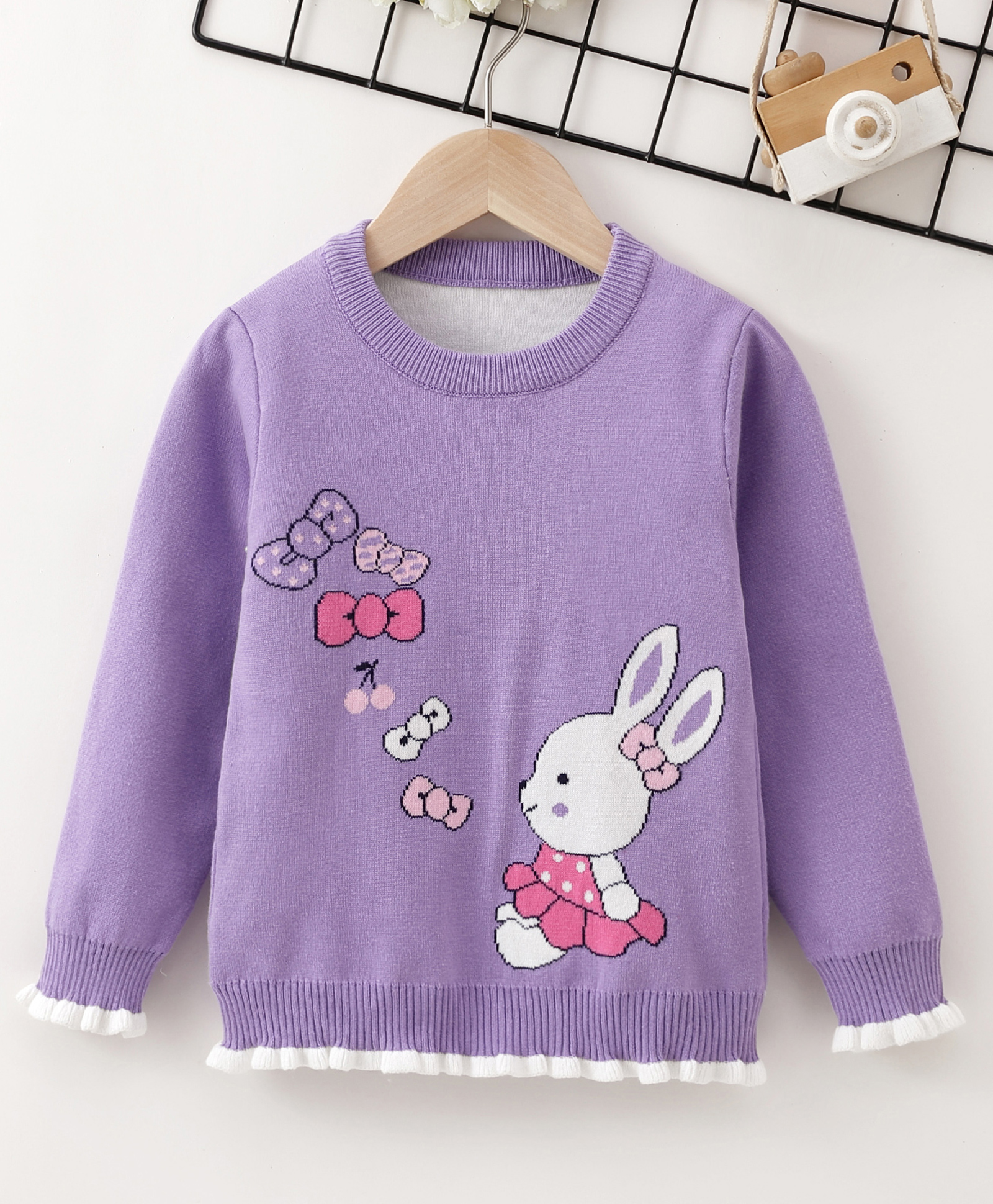 Kookie Kids Full Sleeves Pullover Bunny Design - Purple-image-37