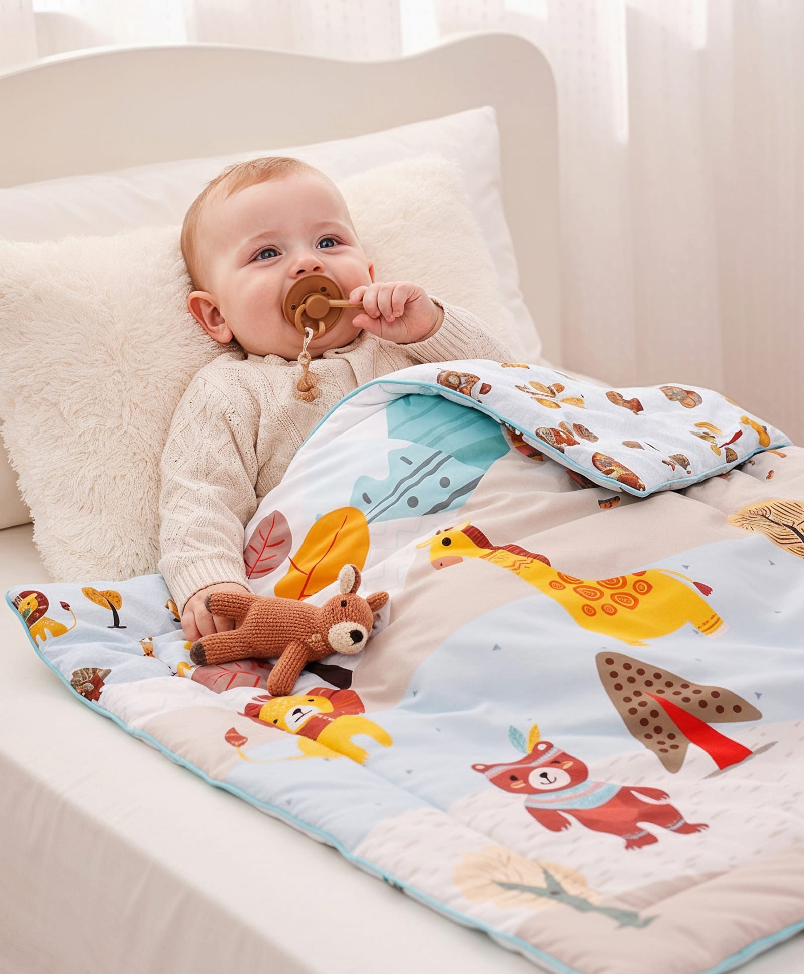 Babyhug 100% Cotton Digital Printed Quilt Tribal Animal Theme- Multicolor-image-47