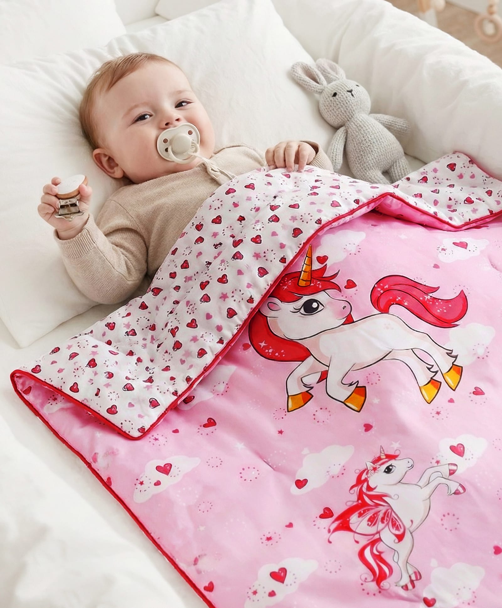 Babyhug 100% Cotton Digital Printed Quilt Unicorn Theme - Multicolor-image-39