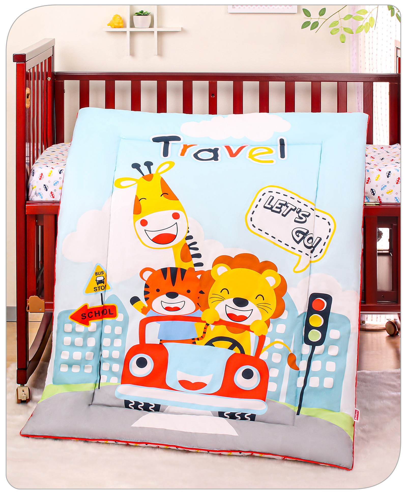 Babyhug 100% Cotton Digital Printed Quilt Travel Theme- Multicolor-picture-27