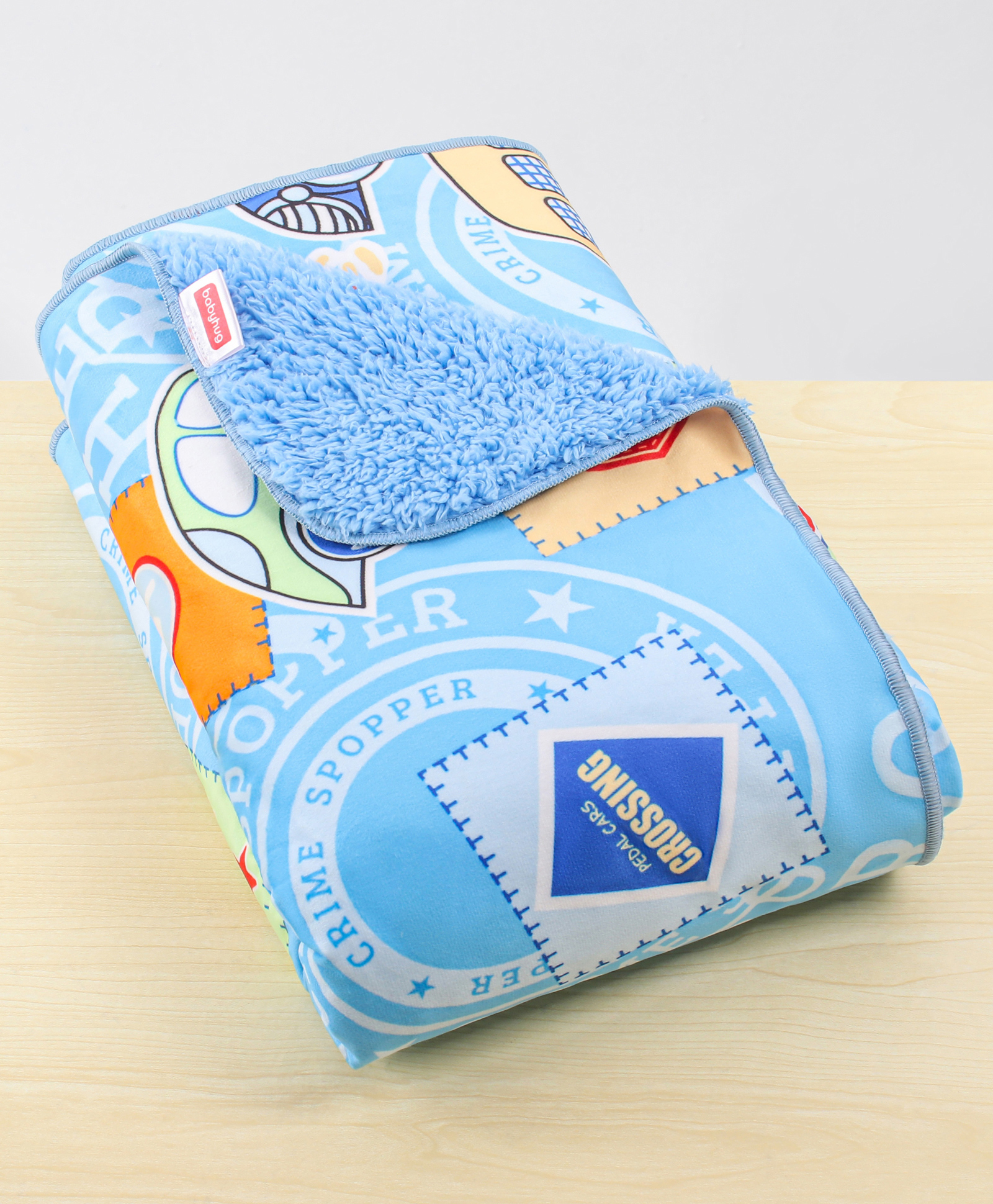 Babyhug Sherin & Poly Wool All Season Blanket Car Print- Blue-picture-14