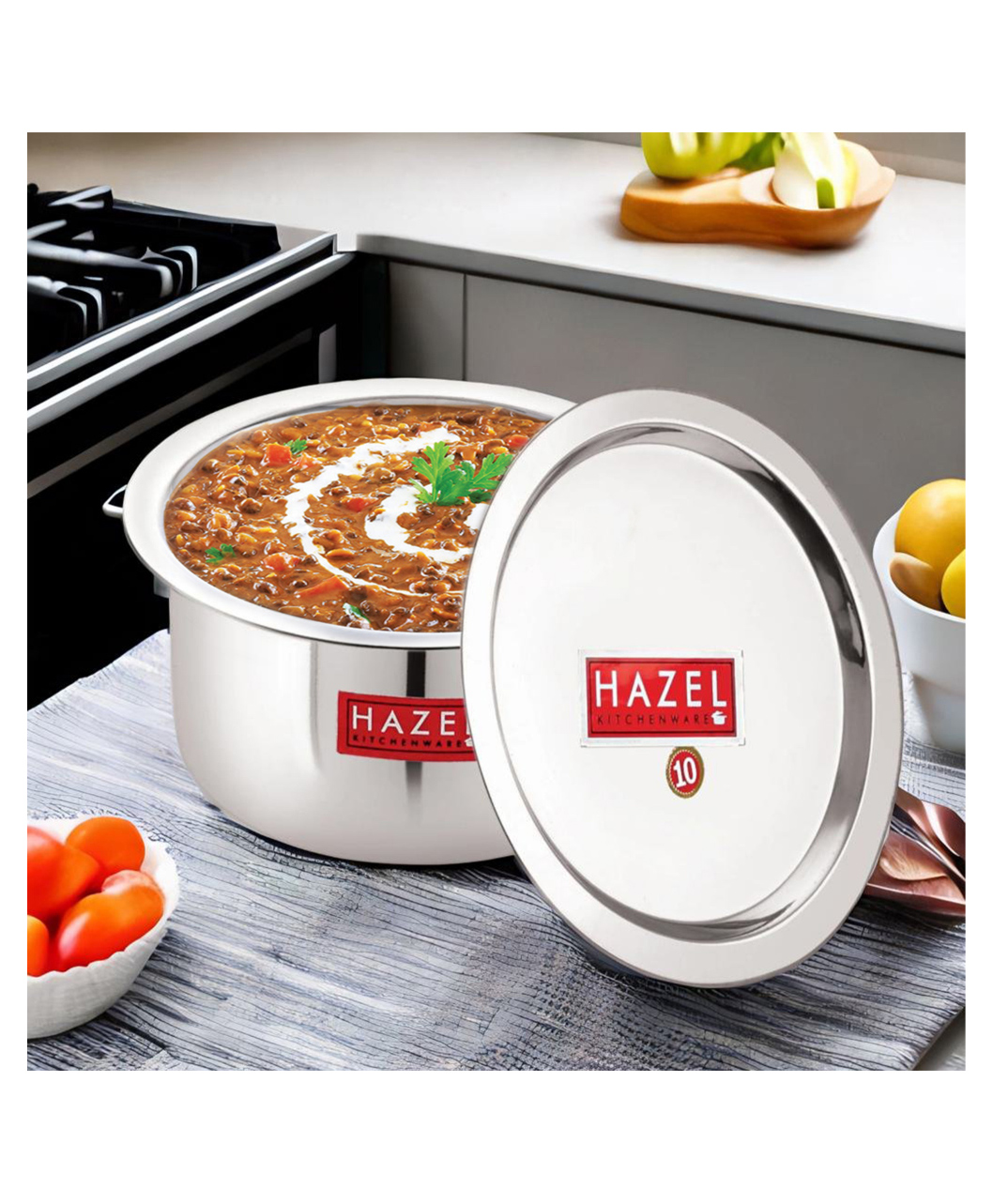 HAZEL Alfa Stainless Steel Tope Patila With Lid Premium Heavy Gauge Flat Bottom Boiling Vessels Bhagona Dekchi 16.5 cm Silver - 1000 ml-image-38
