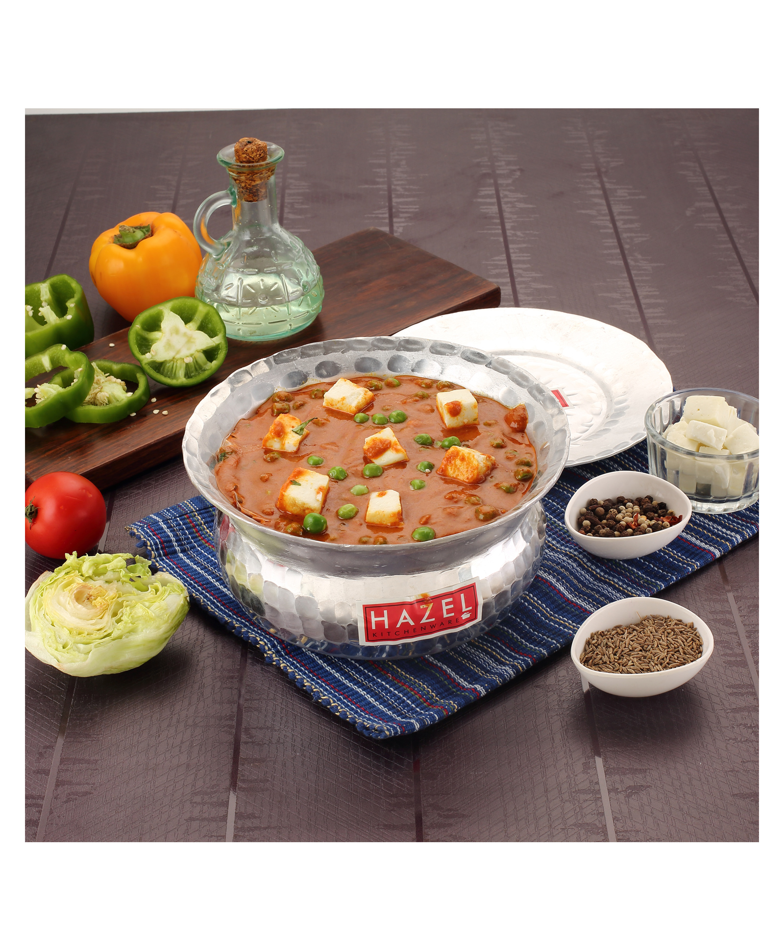 HAZEL Aluminium Hammered Finish Handi With Lid Biryani Rice Cooking Pot Gol Patiya Tope Patila Vessel Silver - 1900 ml-picture-17