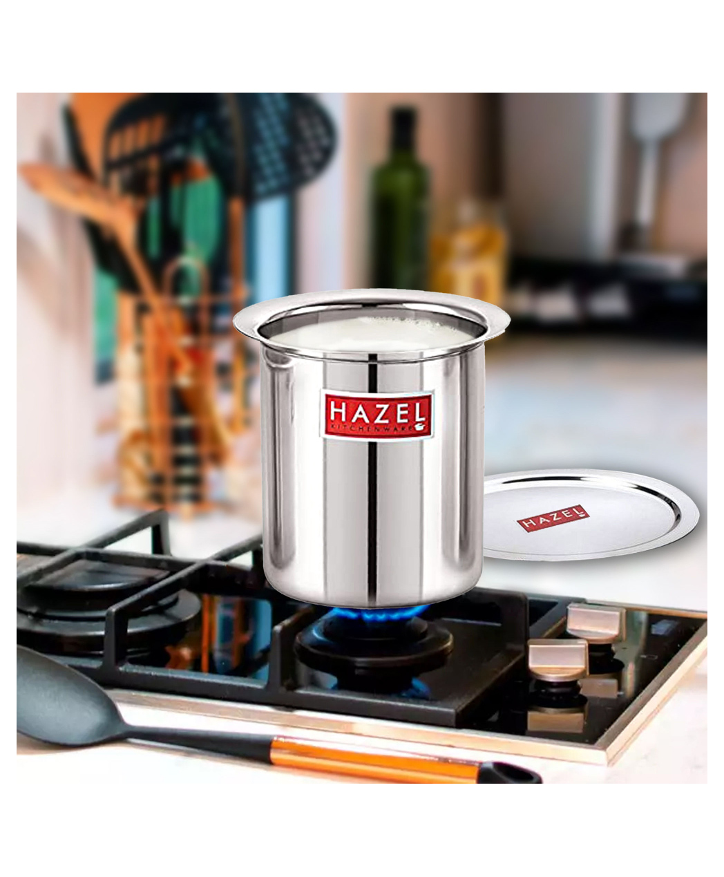 HAZEL Steel Milk Pot with Lid StainlessSteel Milk Boiler Container Milk Boiling Vessel Gunj for Kitchen Silver - 1050 ml-image-49