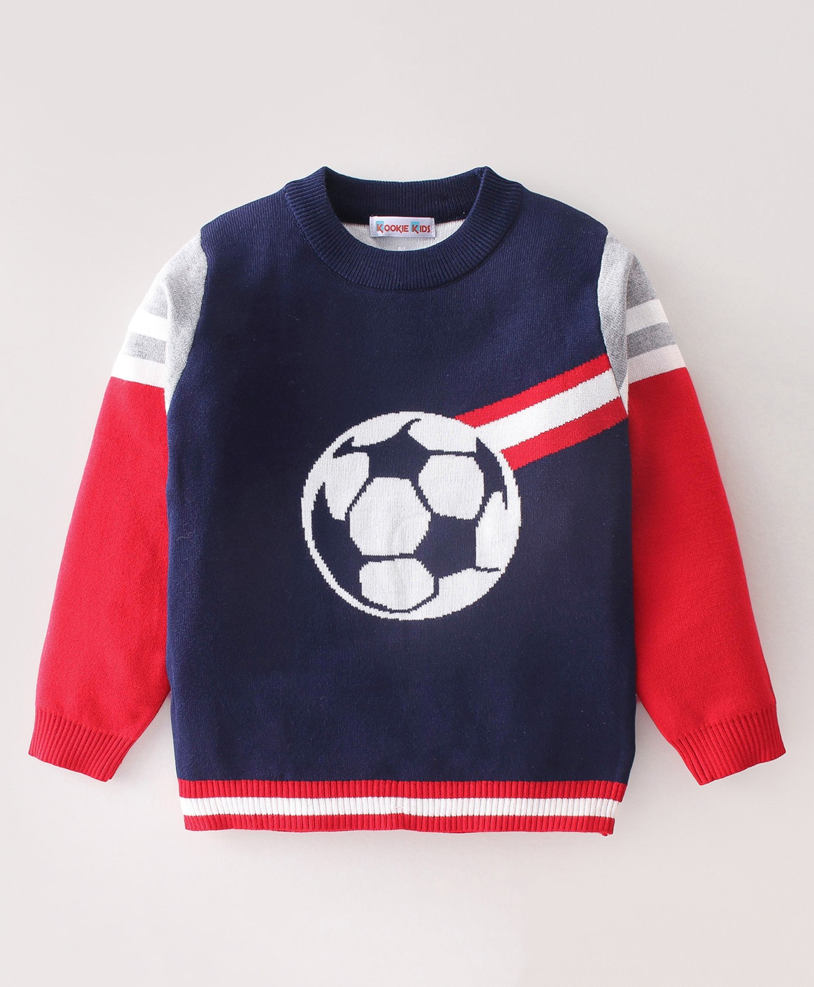 Kookie Kids Full Sleeves Football Design Sweater - Navy Blue-image-41