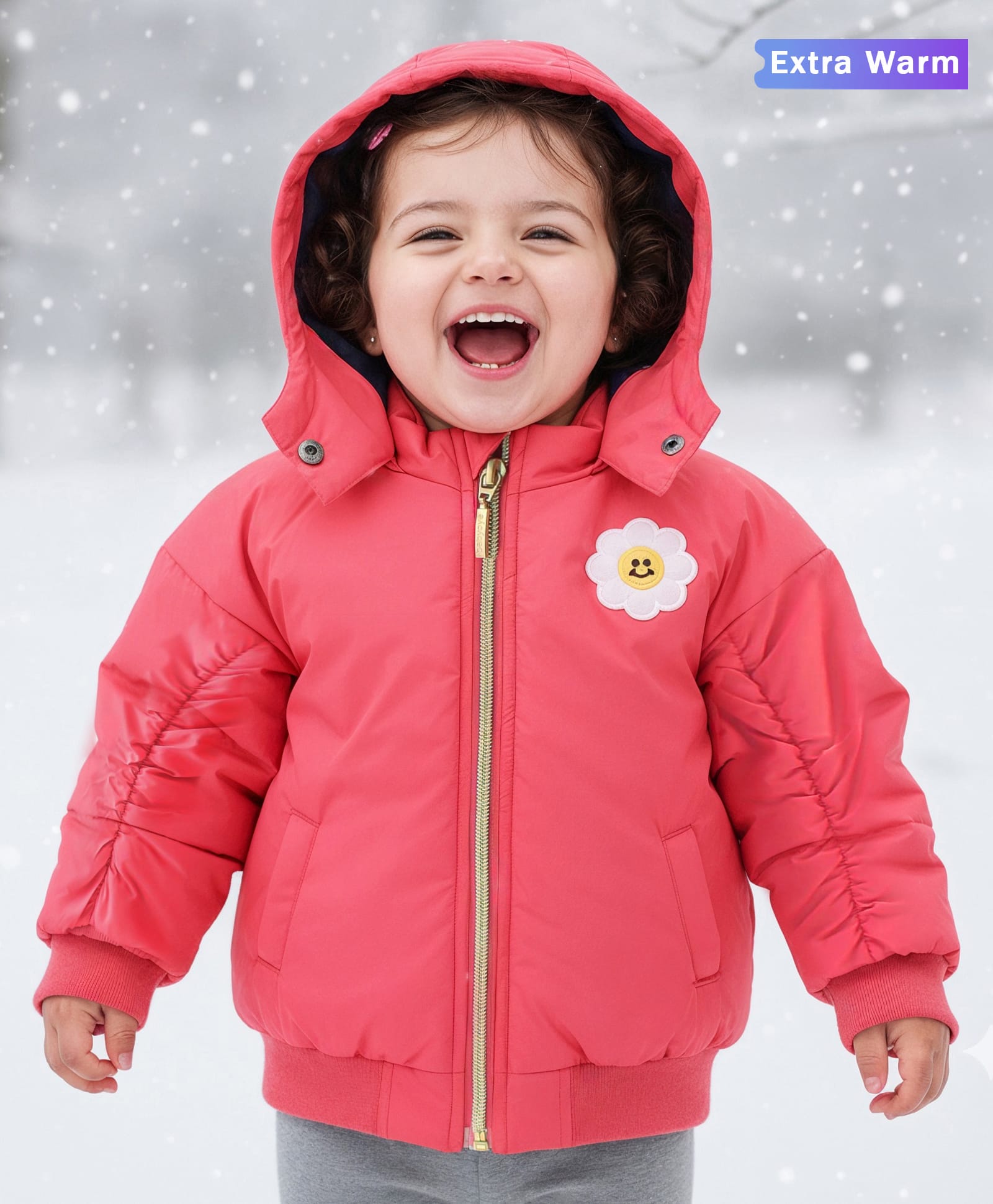 Babyoye Solid Colored Full Sleeve Jacket with Sunflower Patch - Pink-image-48