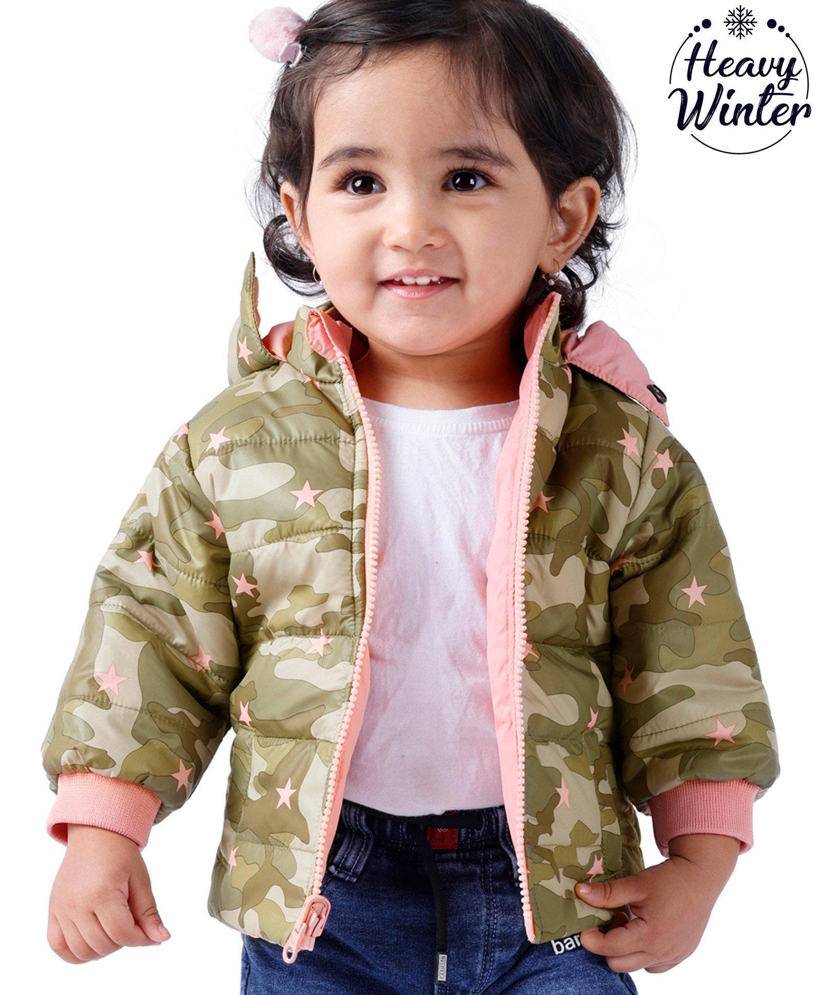 Babyoye Woven Quilted Full Sleeves Hooded Jacket Solid Print - Green & Blue-image-38