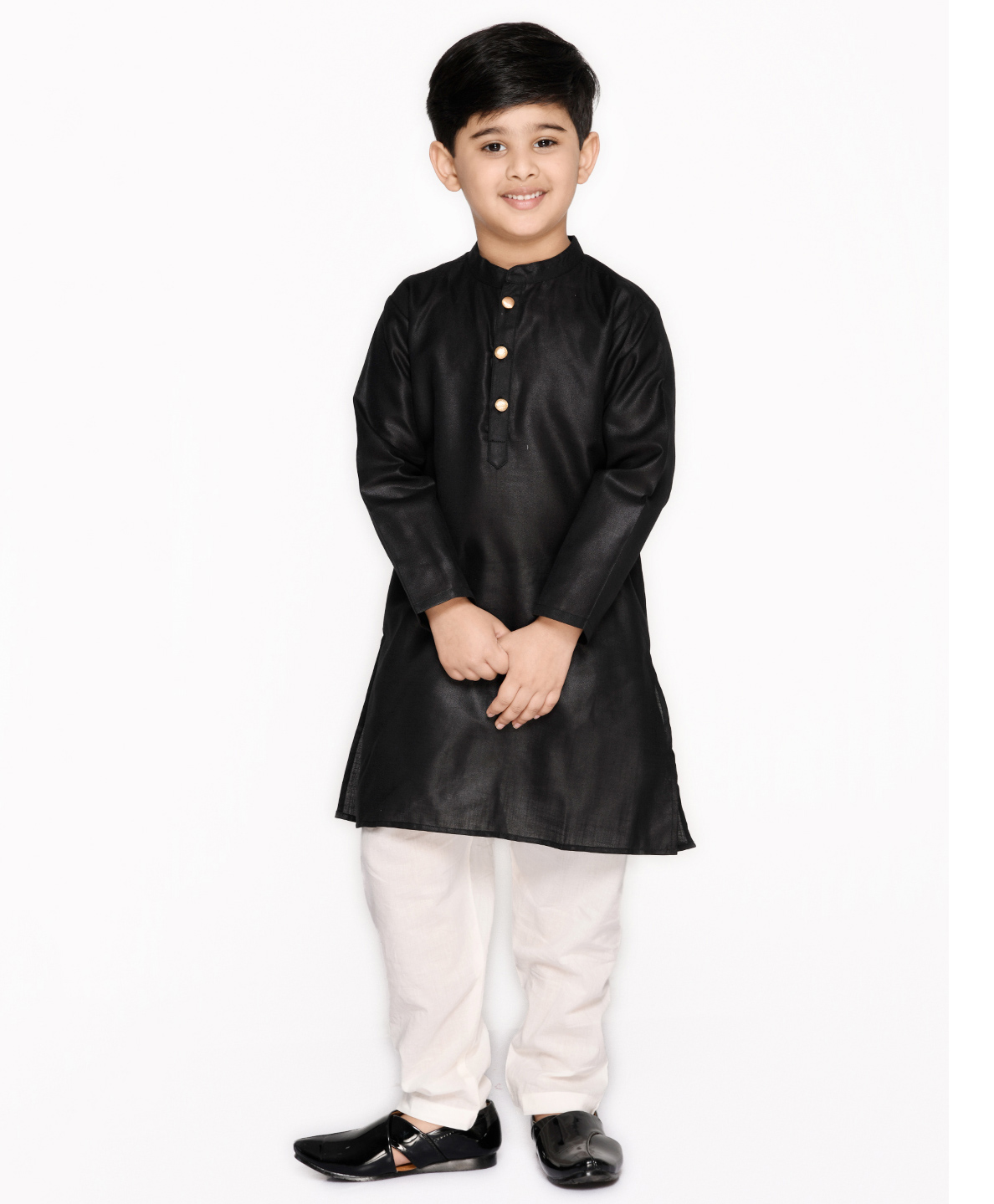 Saka Designs By Sapna Cotton Full Sleeves Kurta & Pyjama Set - Black & White-picture-17