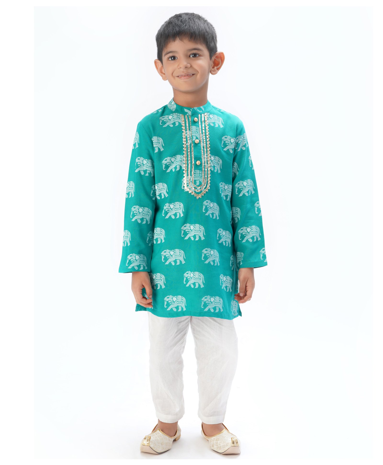 Lil Drama Full Sleeves Laced Detailed Kurta With Pant Set - Green-image-40