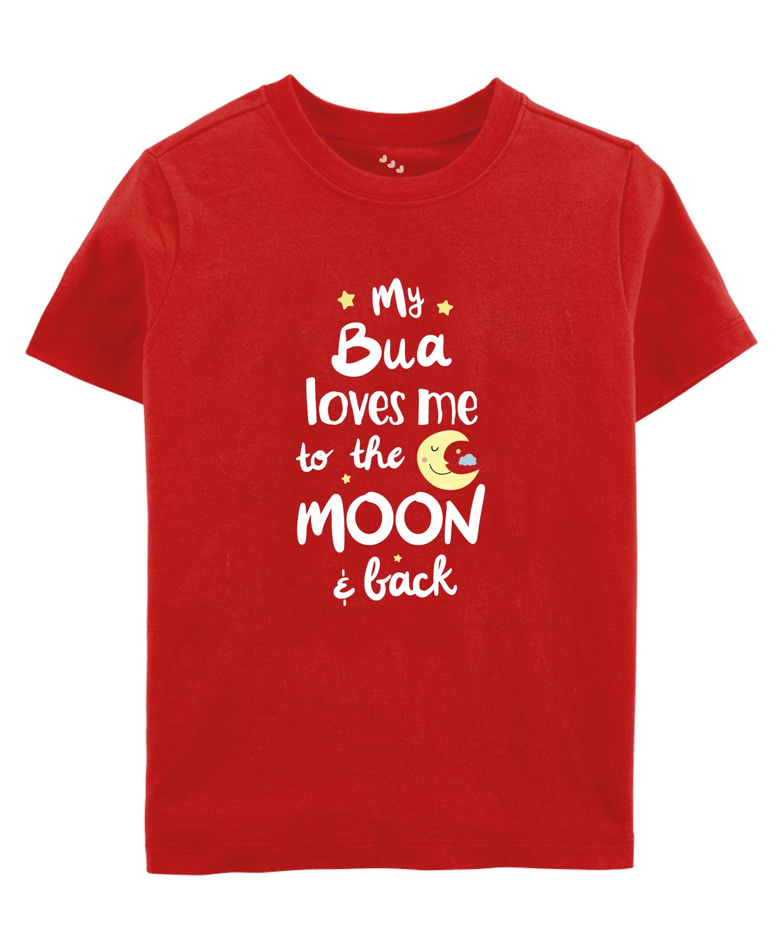 Zeezeezoo Half Sleeves Bua & Baby Theme My Bua Loves Me To The Moon And Back Text Printed Tee - Red-image-39