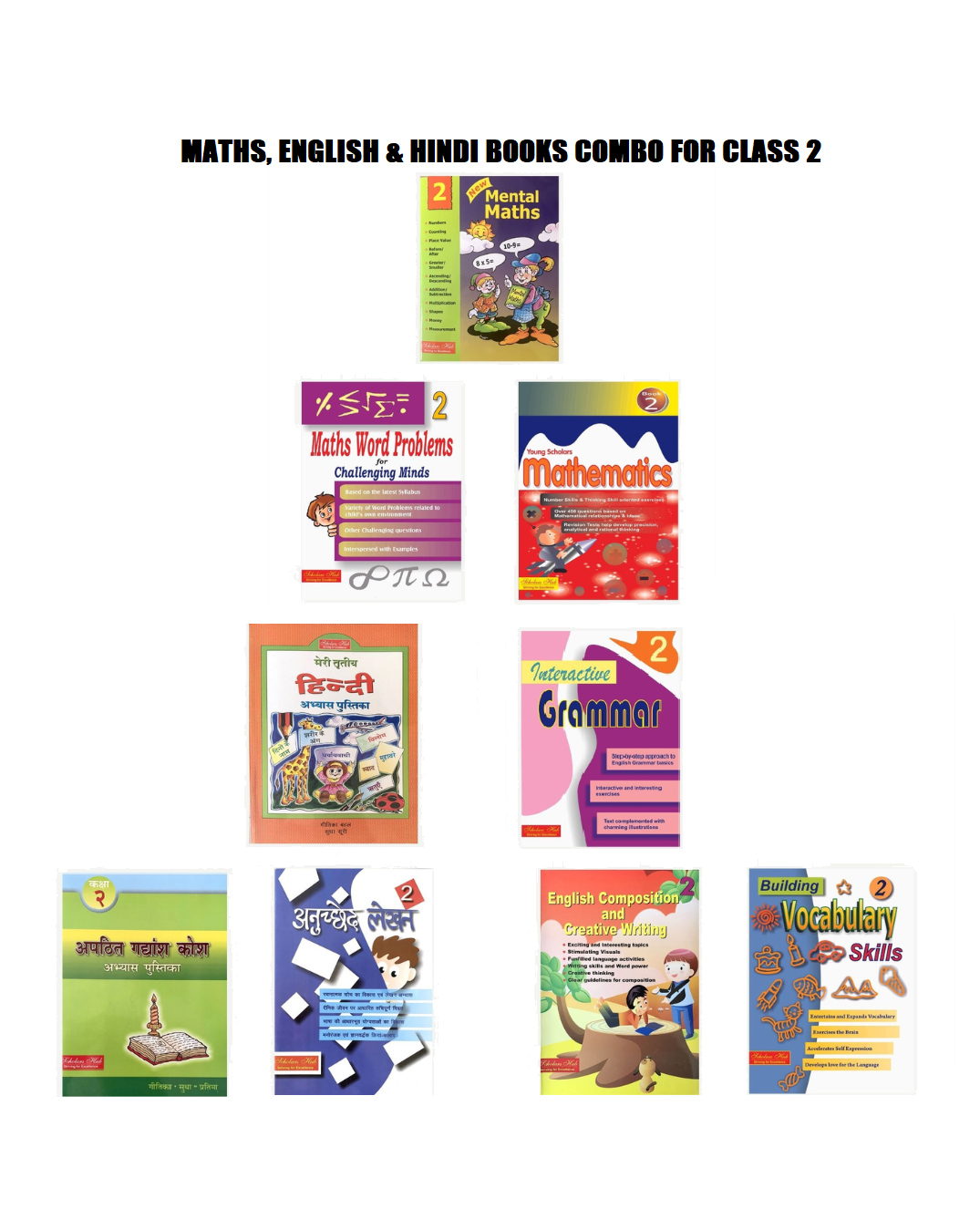 Scholars Hub Maths, English & Hindi Workbook combo for Class 2 (Set of 9 Books) - English & Hindi-image-24