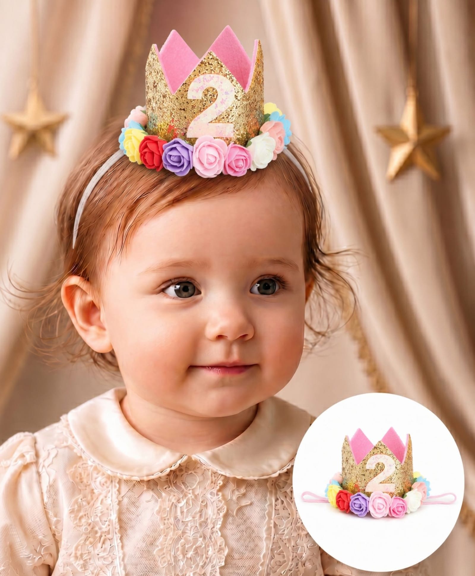 Bembika Crown Hat Adjustable Headbands 2nd Birthday - Golden-picture-39
