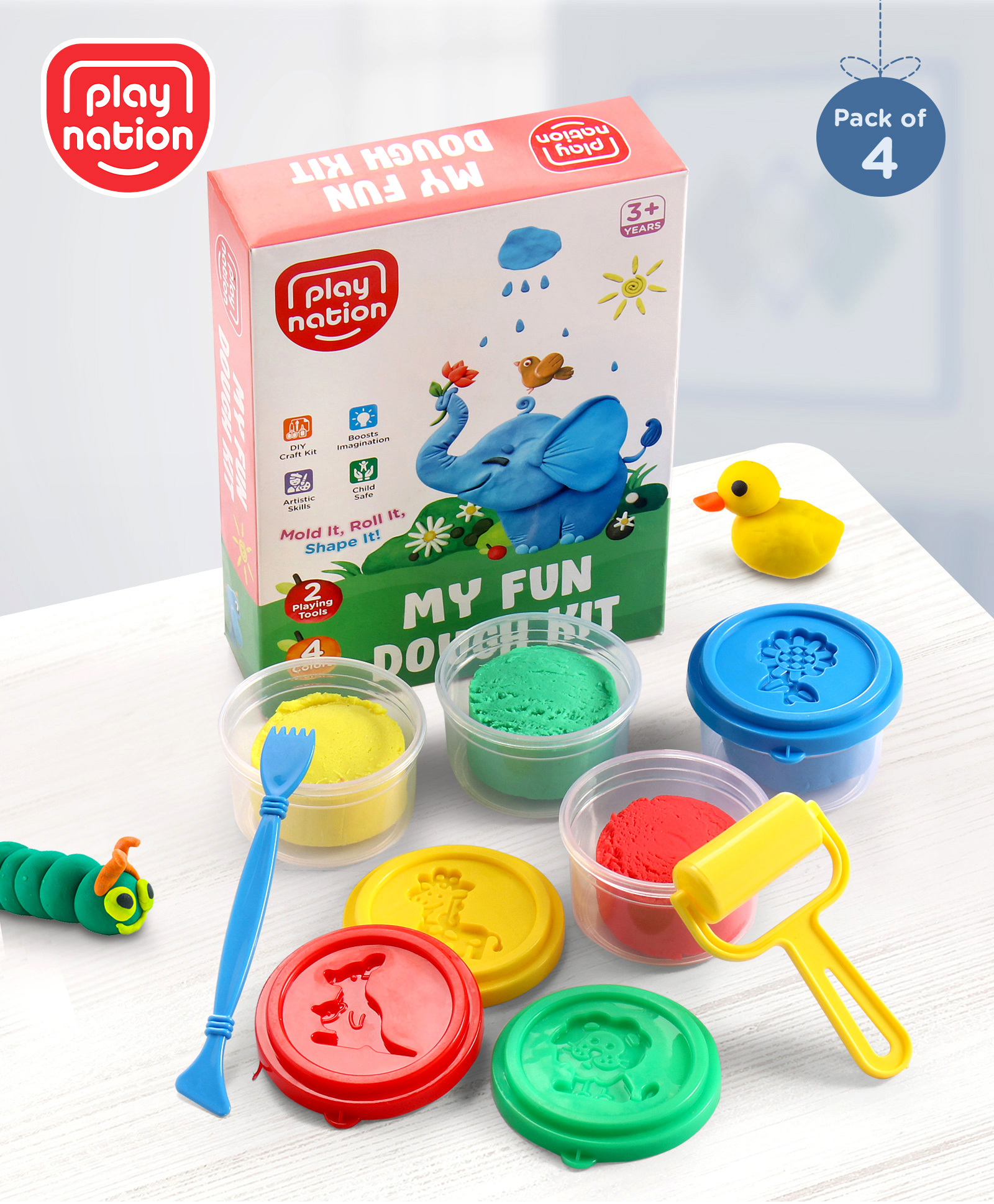 Play Nation Dough Set Pack of 4 - 200 g