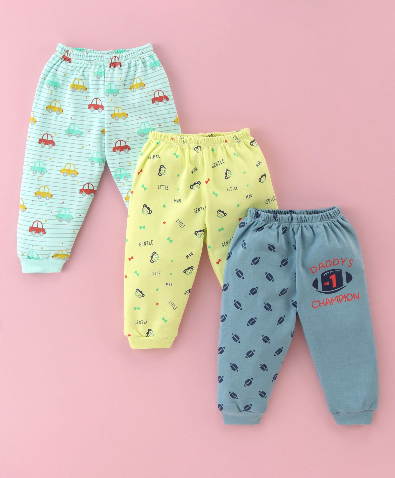 Mini Donuts 100% Cotton Full Length Pajamas Car Printed Pack of 3 -  Aqua Green & Grey-picture-18