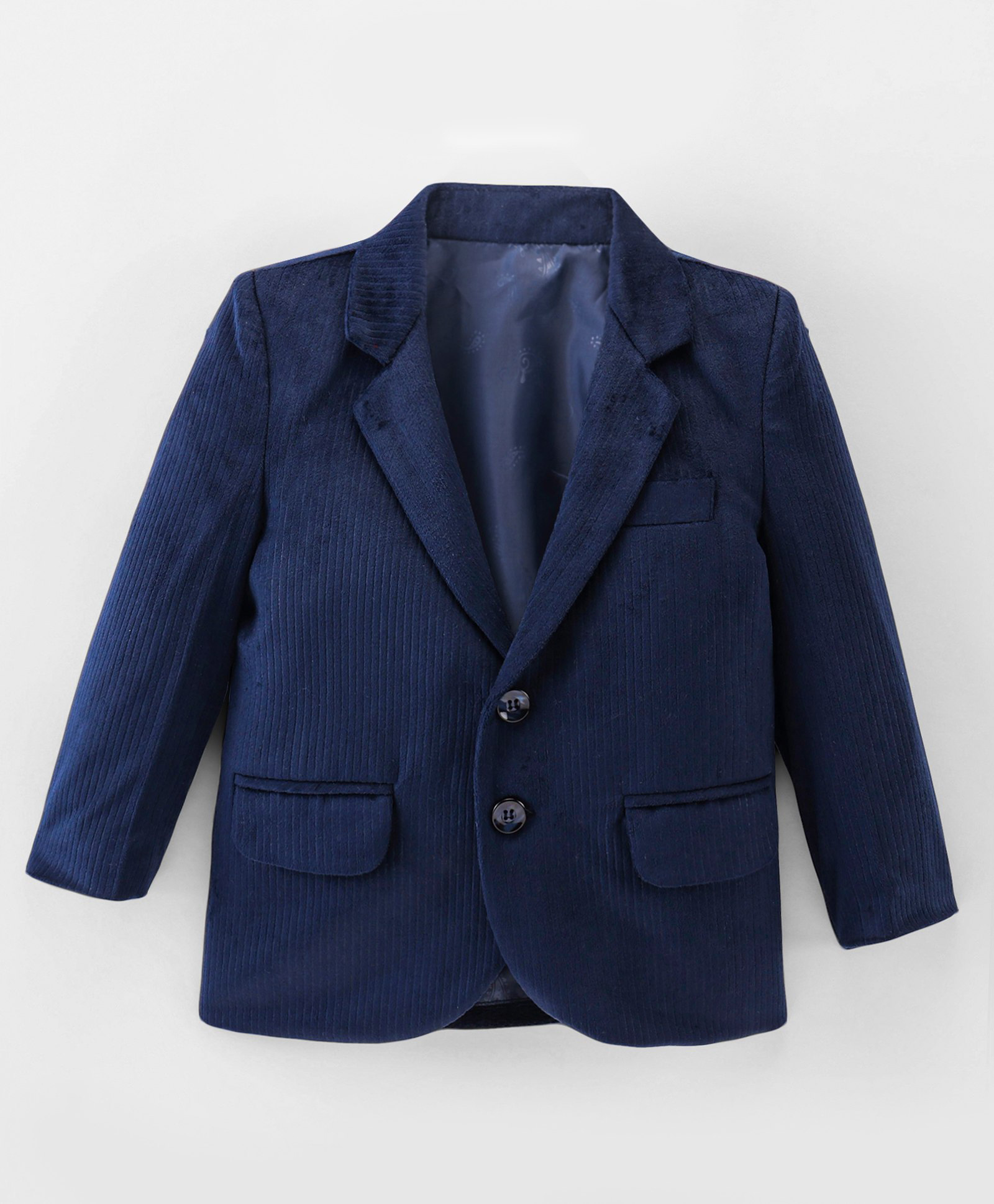 Robo Fry Velvet Full Sleeves Corduroy Blazer Solid Color - Blue-image-18