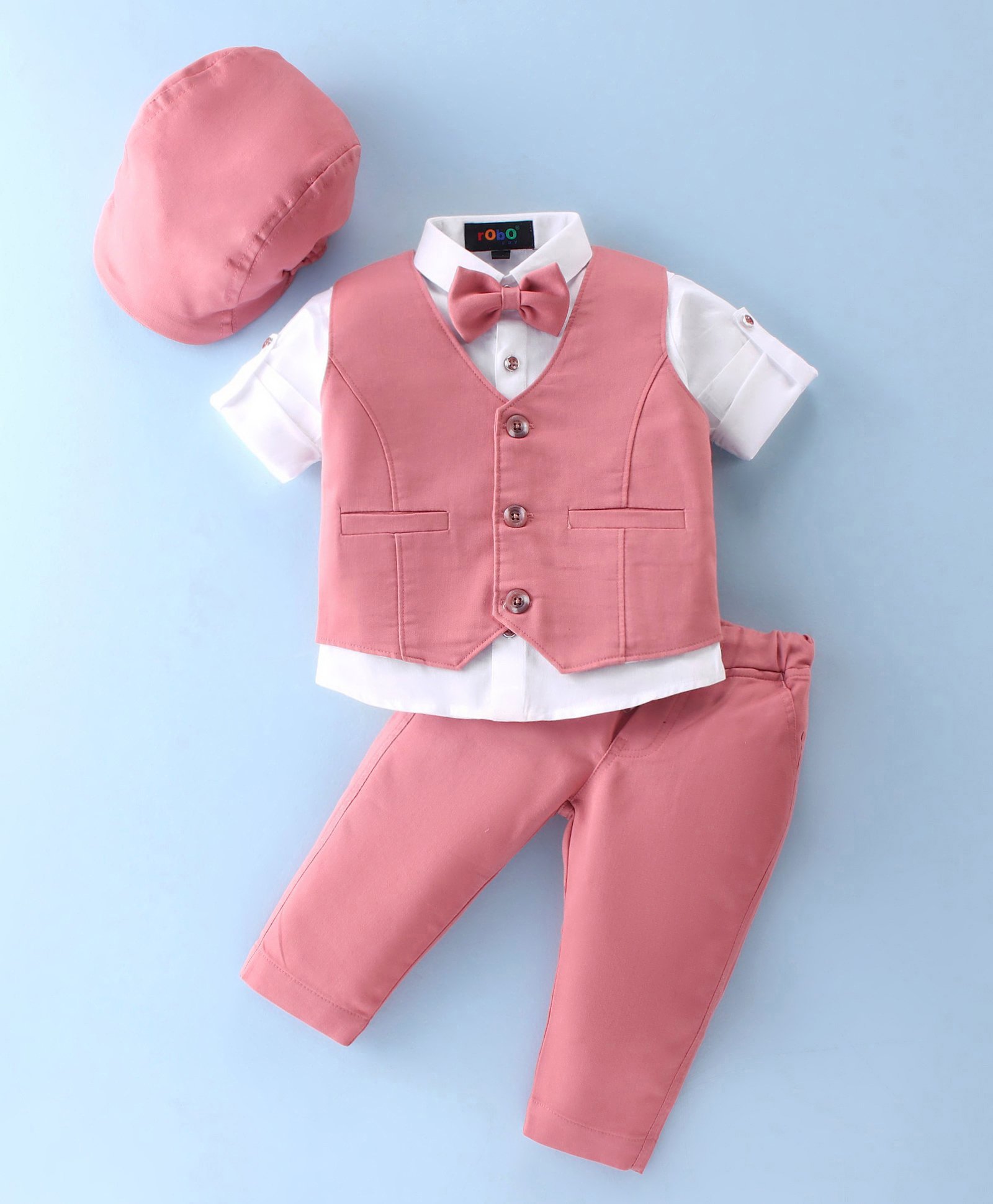 Robo Fry Full Sleeves Party Suit Solid - Pink-picture-15