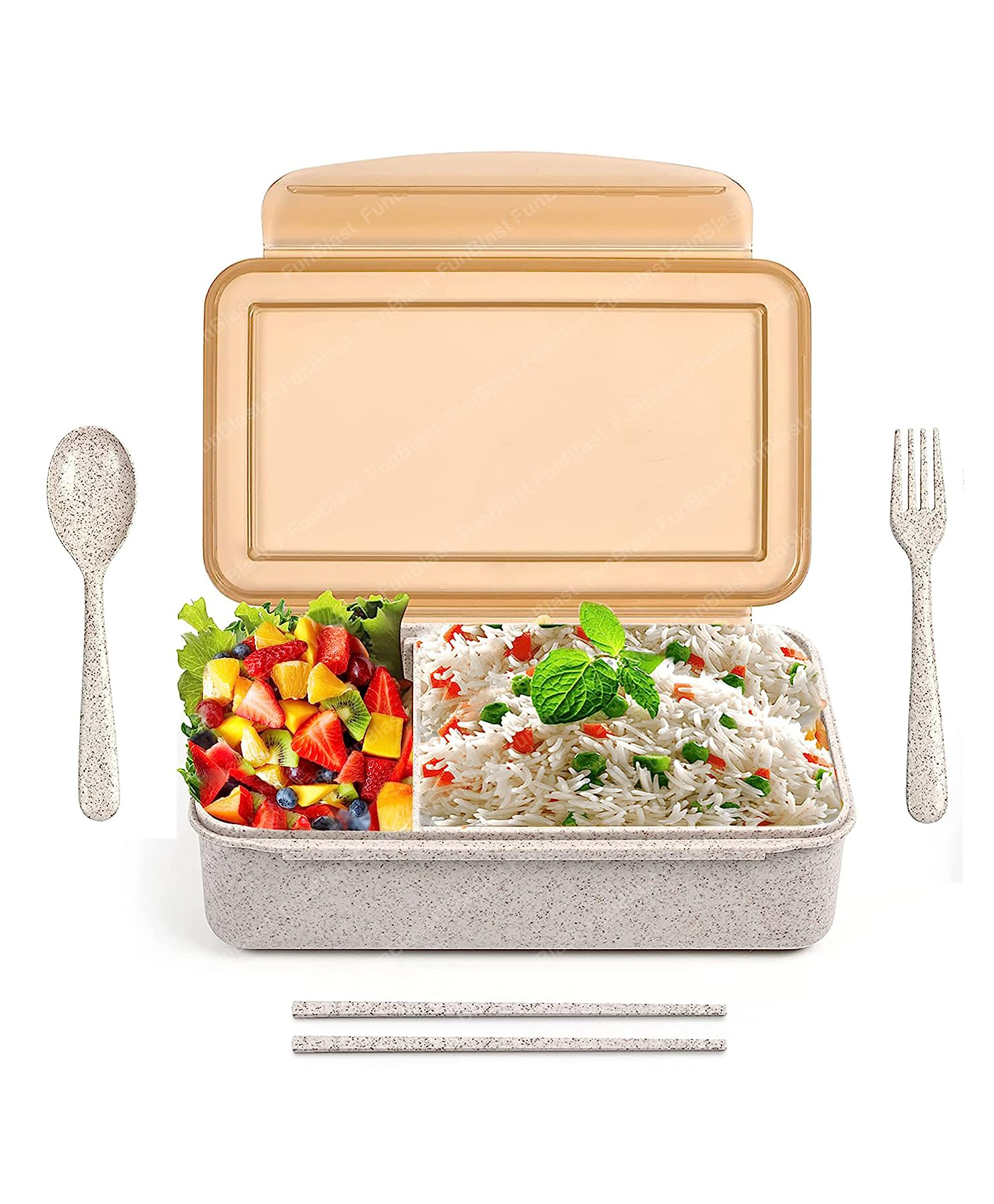 FunBlast Compartment Lunch Box with Spoon Fork and Chopsticks - Multicolour-picture-35