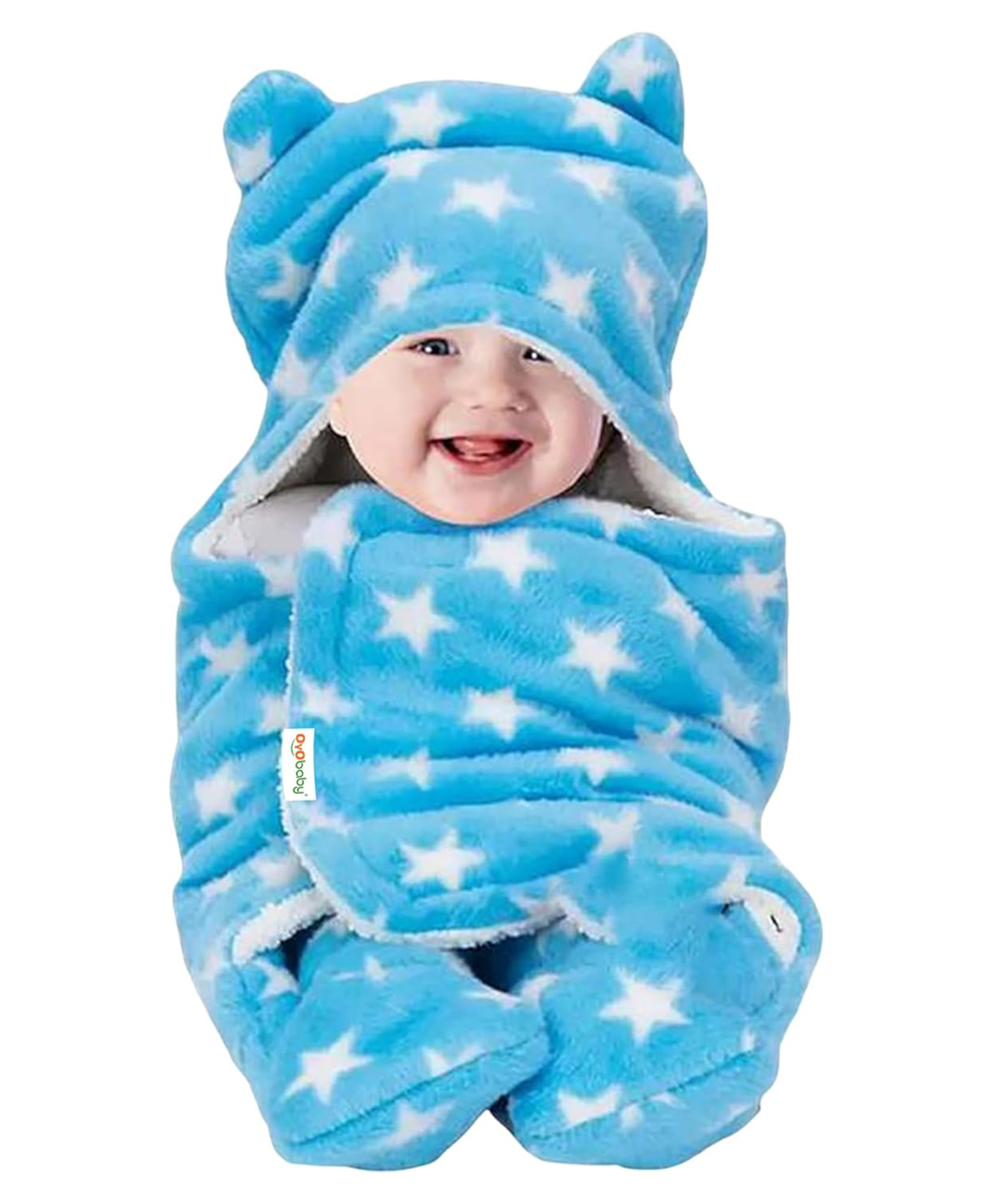 OyO Baby 3-in-1 Fleece Hooded Baby Blanket Wrappers - Blue-image-33