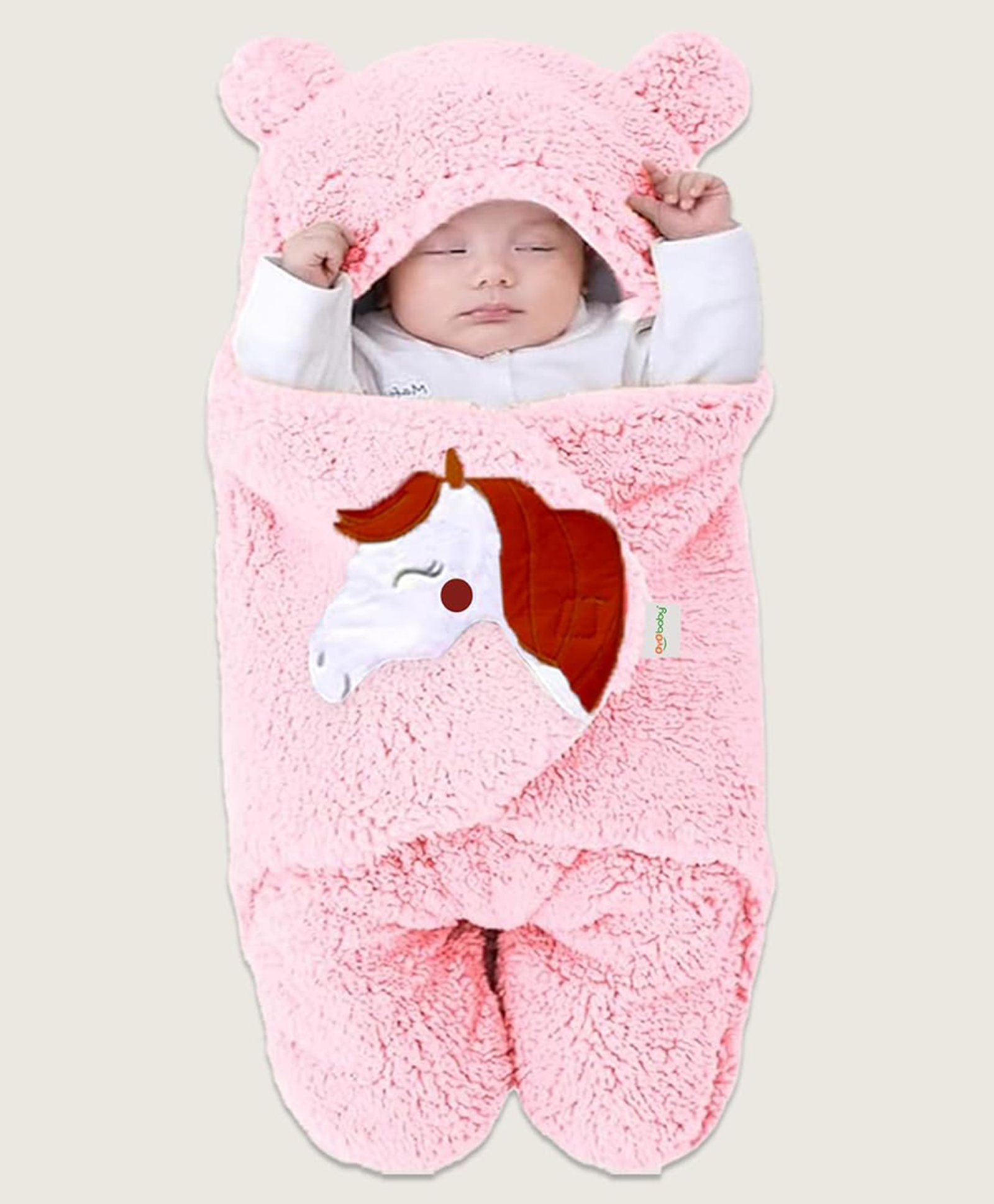 OYO BABY Fleece Baby Blankets New Born Pack of Hooded Supersoft Wearable Unicorn Wrapper Cum Baby Sleeping Bag - Pink-picture-14