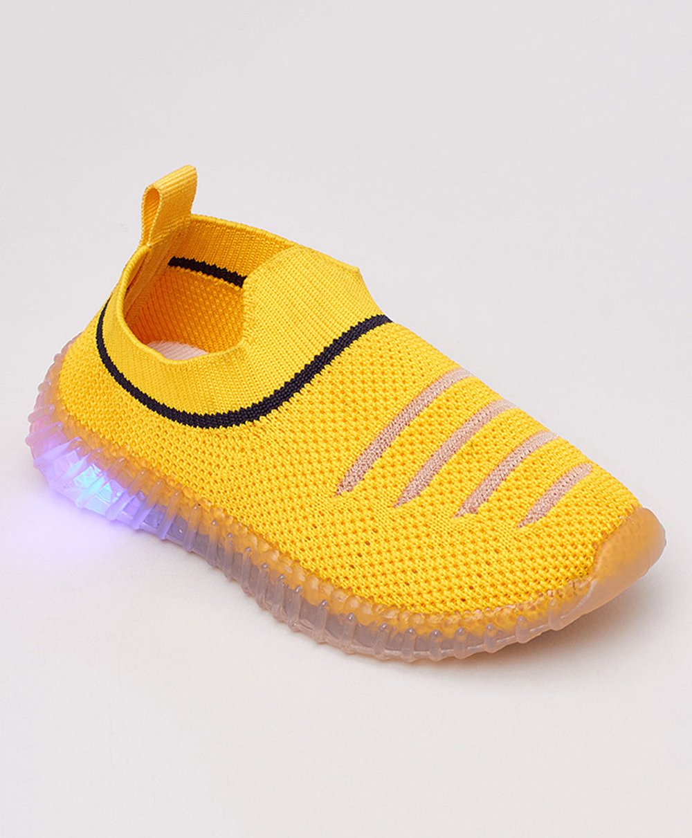 Priaansha Kids Solid Mesh Designed LED Slip On Shoes - Yellow-image-36